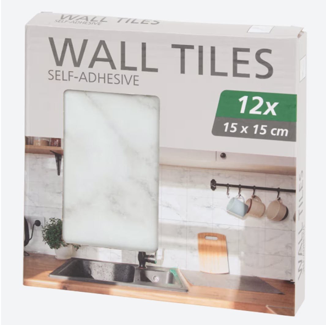 Spectrum Wandfliese Selbstklebende Fliesen 12 Stück 15 x 15 cm Verschiedene Varianten, anthrazit schattiert