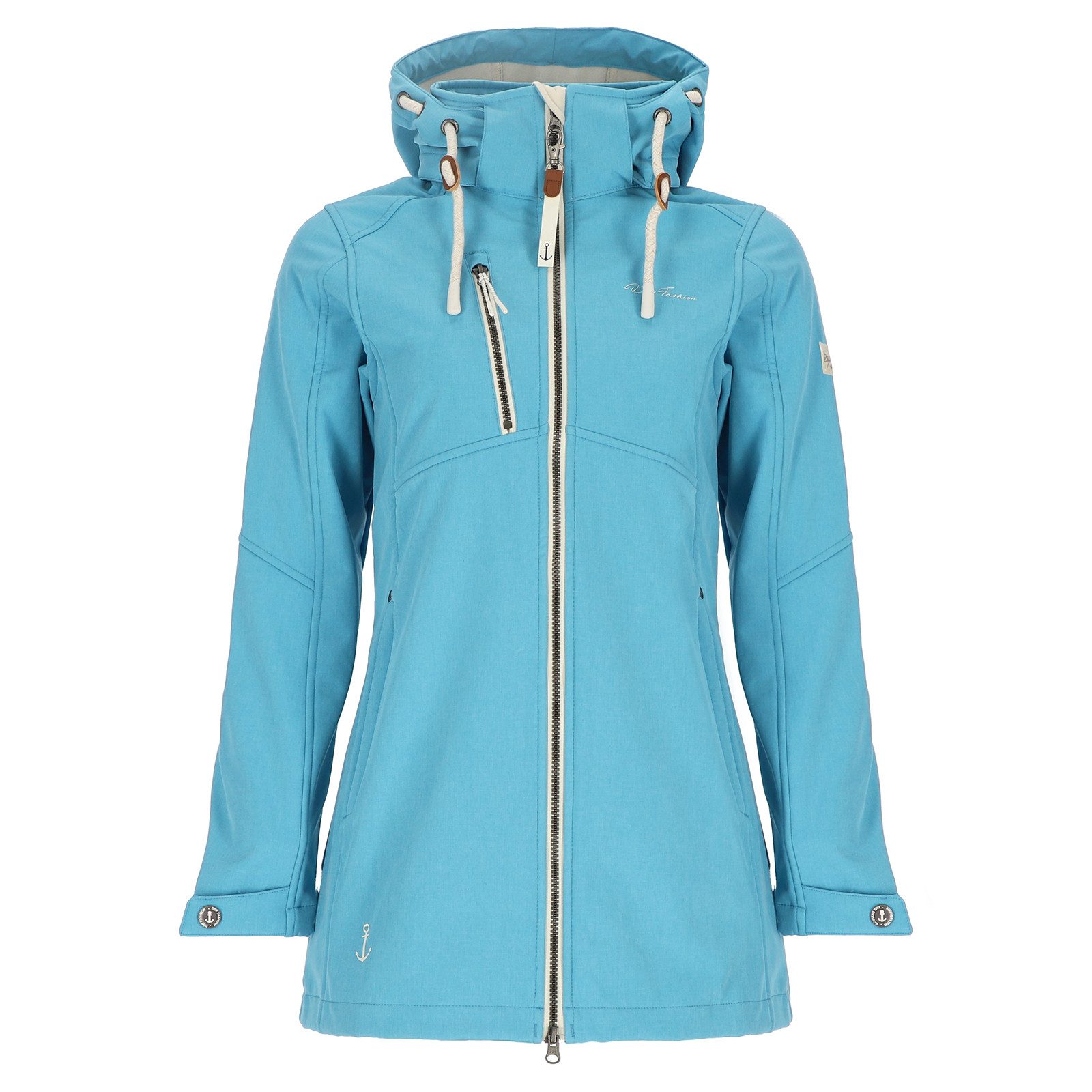 Dry Fashion Softshellmantel Büsum Damen Softshelljacke Fleece-Innenfutter - Mantel Jacke Outdoor Atmungsaktiv, Verstellbare & abnehmbare Kapuze, 2-Wege-Reißverschluss