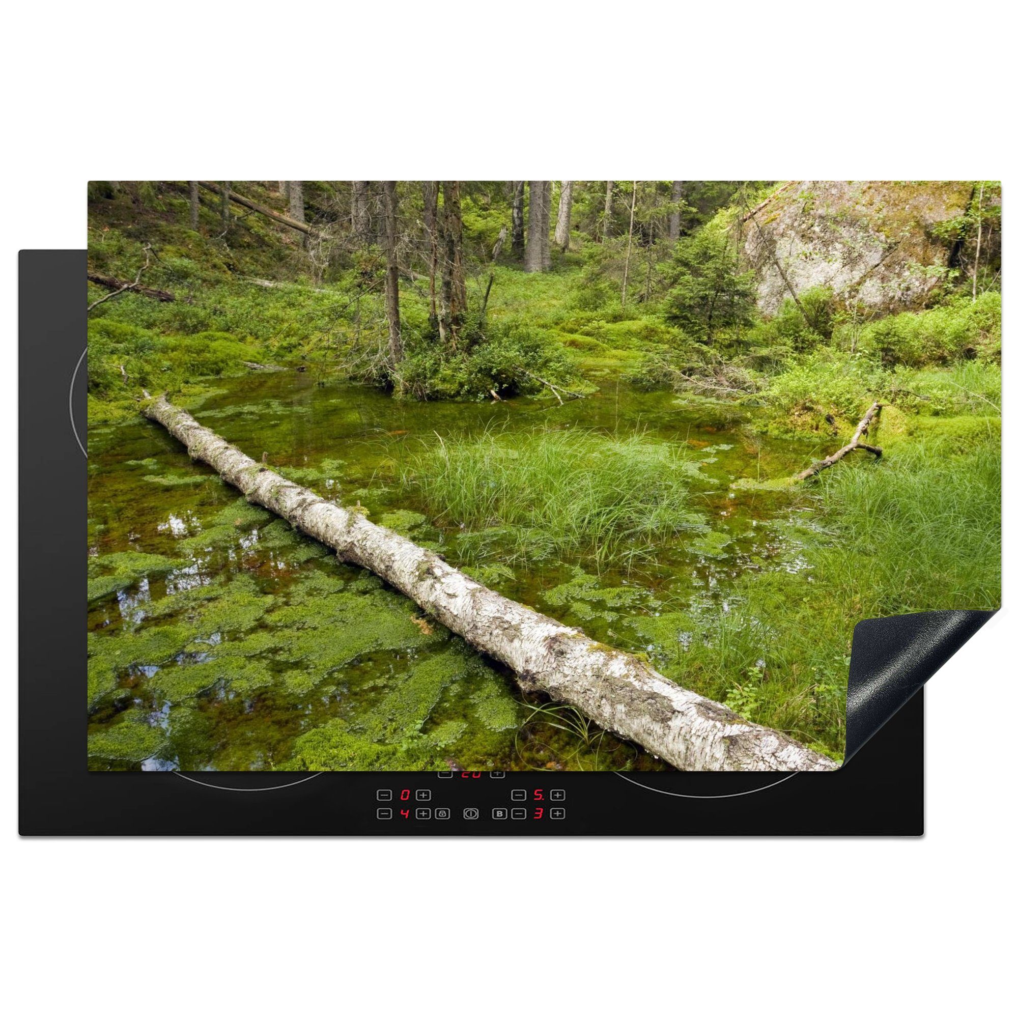 MuchoWow Herdblende-/Abdeckplatte Teich in den Wäldern des Tiveden-Nationalparks in Schweden, Vinyl, (1 tlg), 81x52 cm, Induktionskochfeld Schutz für die küche, Ceranfeldabdeckung