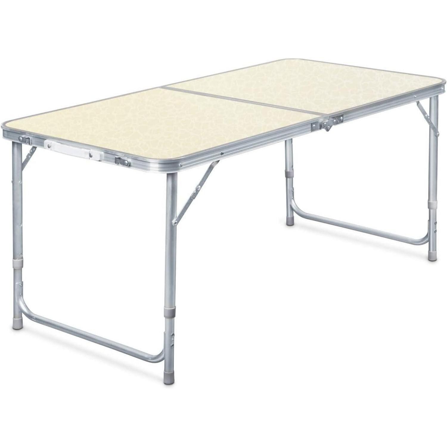 LuxusKollektion Campingtisch Campingtisch klappbar höhenverstellbar Aluminium-MDF 120x60x70cm
