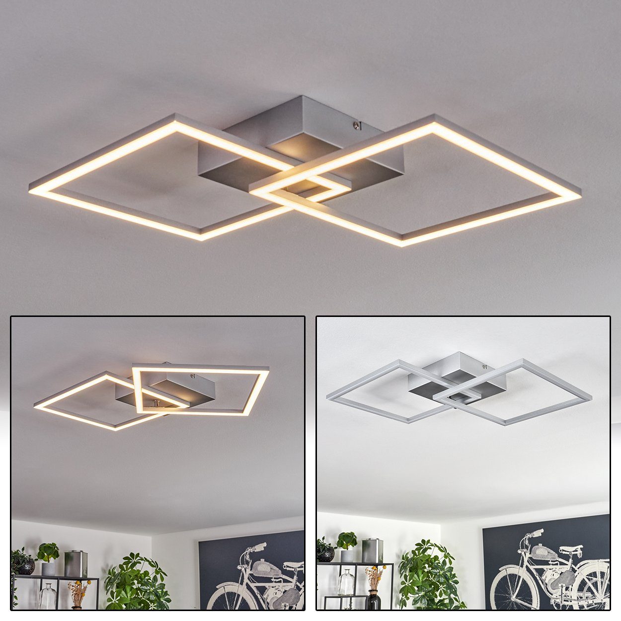 hofstein Deckenleuchte moderne Deckenlampe aus cm, verstellbarem Länge wechselbar, max. LED Titanfarben/Weiß, 74,5 mit Metall/Kunststoff 2250 Kelvin, 20 3000 in Watt, Lumen Schirm