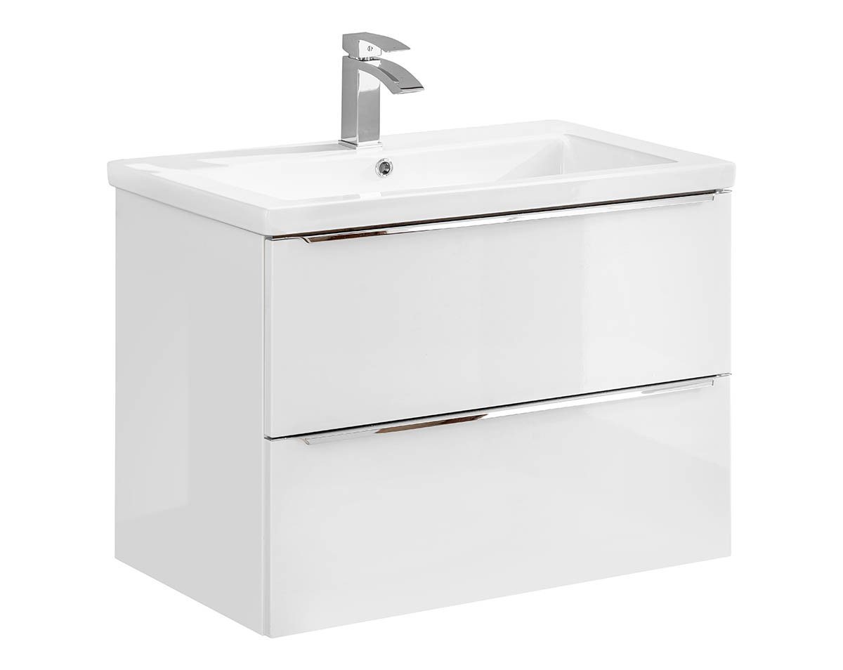 Thumbnail - einfachgutemoebel Waschtisch-Set Bad-Set CAPRI 80cm 2-tlg., Einbau-Becken Keramik, weiß-goldeiche, (Badmöbel Set, 1-St.,...