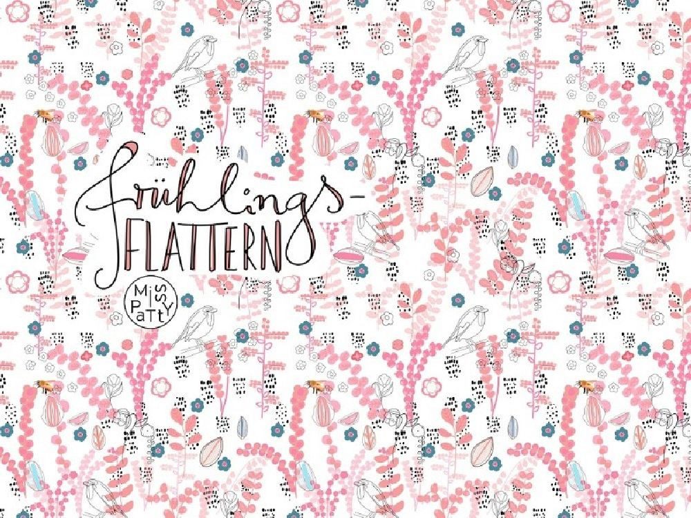 lillestoff Stoff Bio Jersey Lillestoff Frühlingsflattern, Bienen Blüten rosa, Meterware, 50 cm x 150 cm