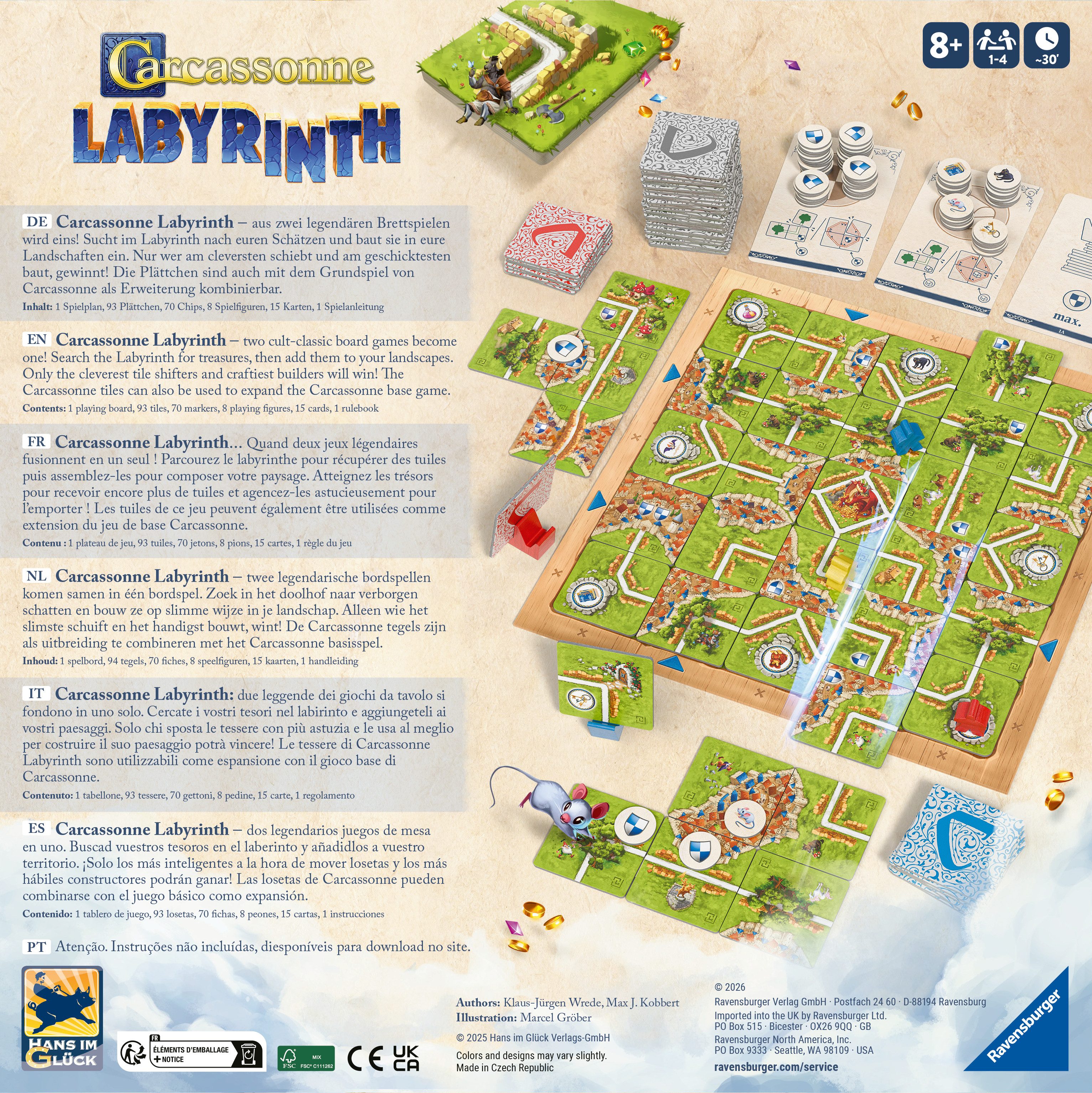 Ravensburger Spiel Carcassonne Labyrinth, Gesellschaftsspiel, Made in Europe