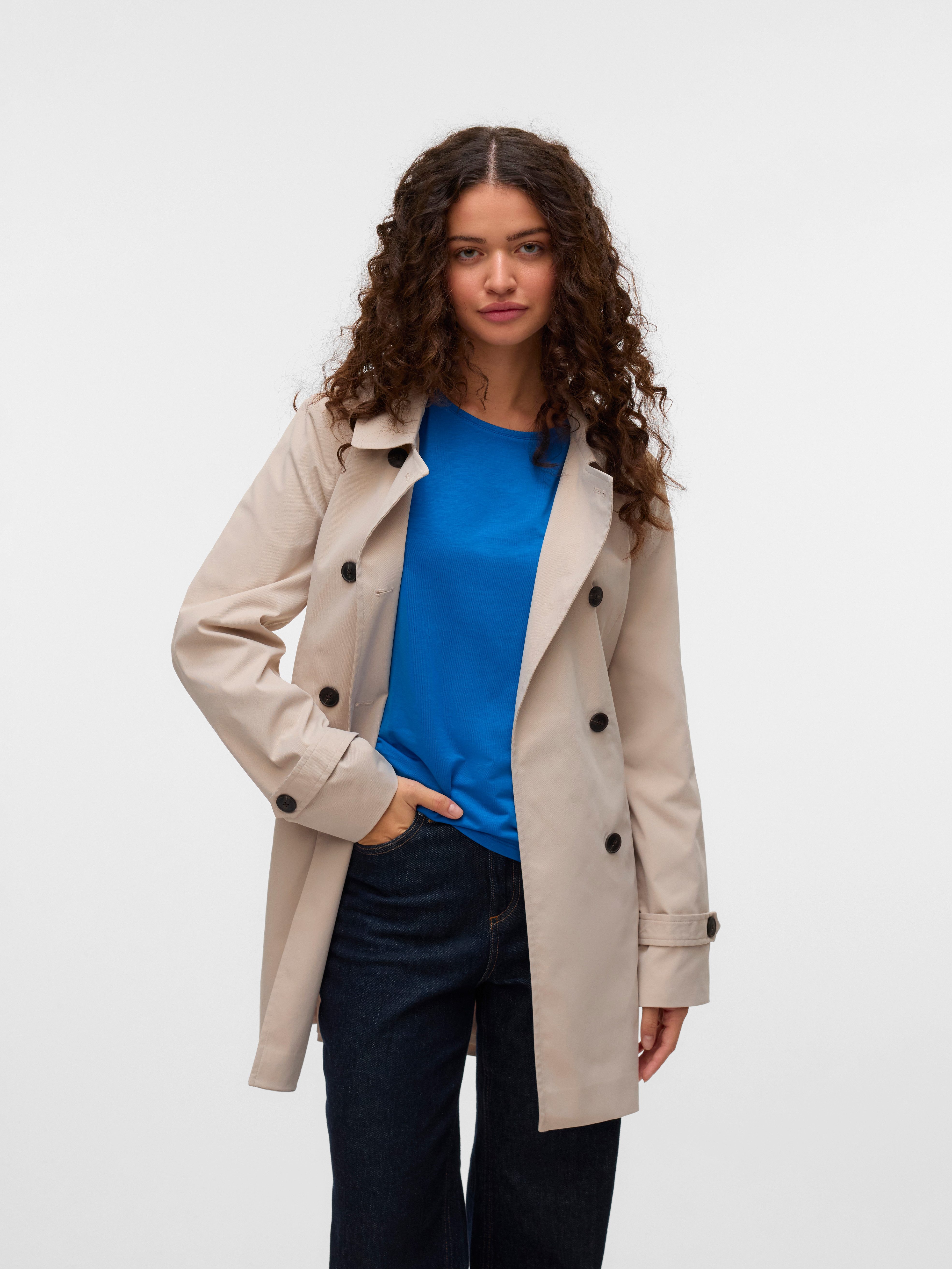 Vero Moda Trenchcoat VMCHELSEA OLIVIA TRENCHCOAT NOOS kurzer 2-Reiher mit a günstig online kaufen
