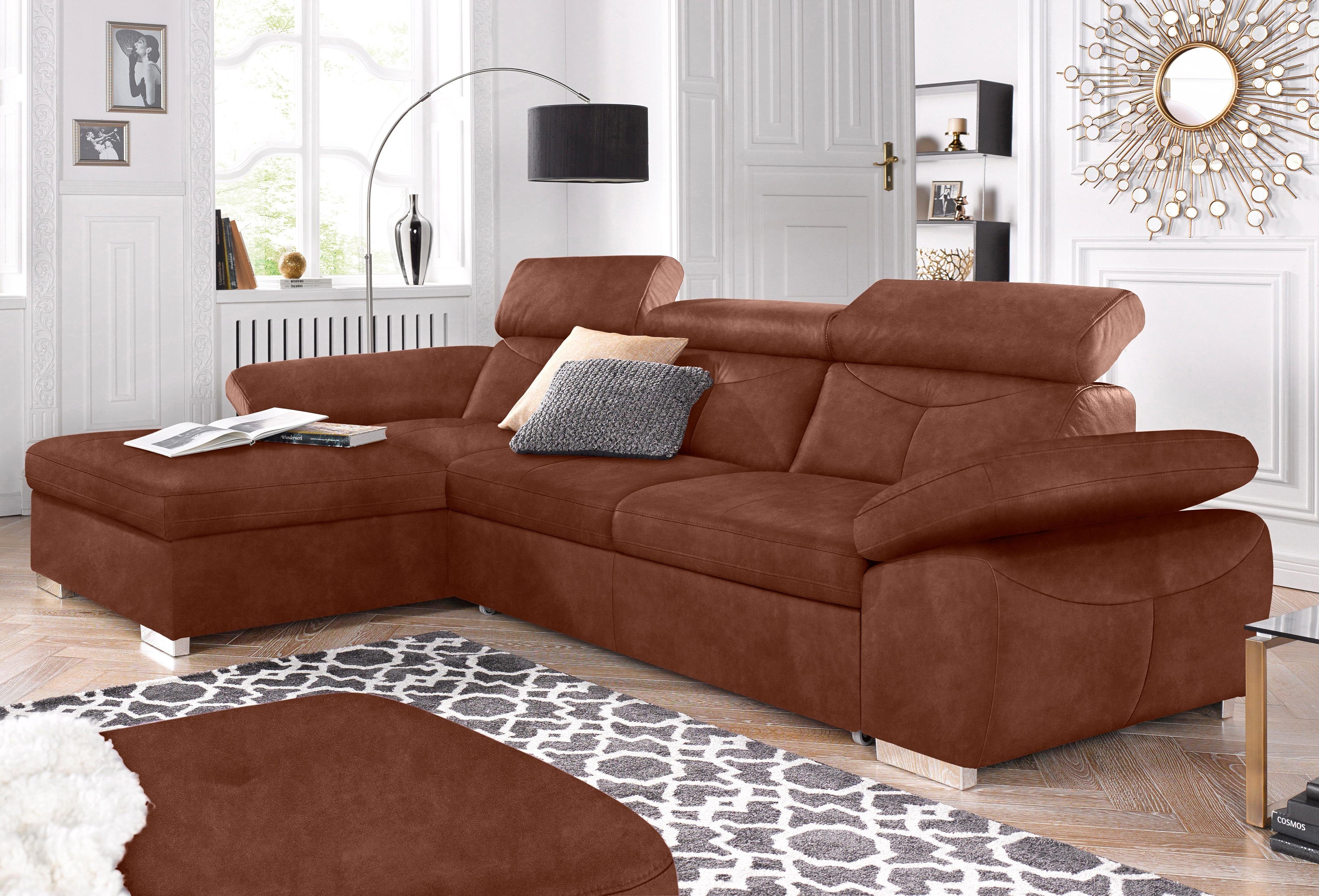 exxpo - sofa fashion Ecksofa Spring, super bequem, mit Armteil- und Kopfteilfunktion, mit Bettfunktion & Bettkasten, Luxus-Microfaser +Simply Clean!