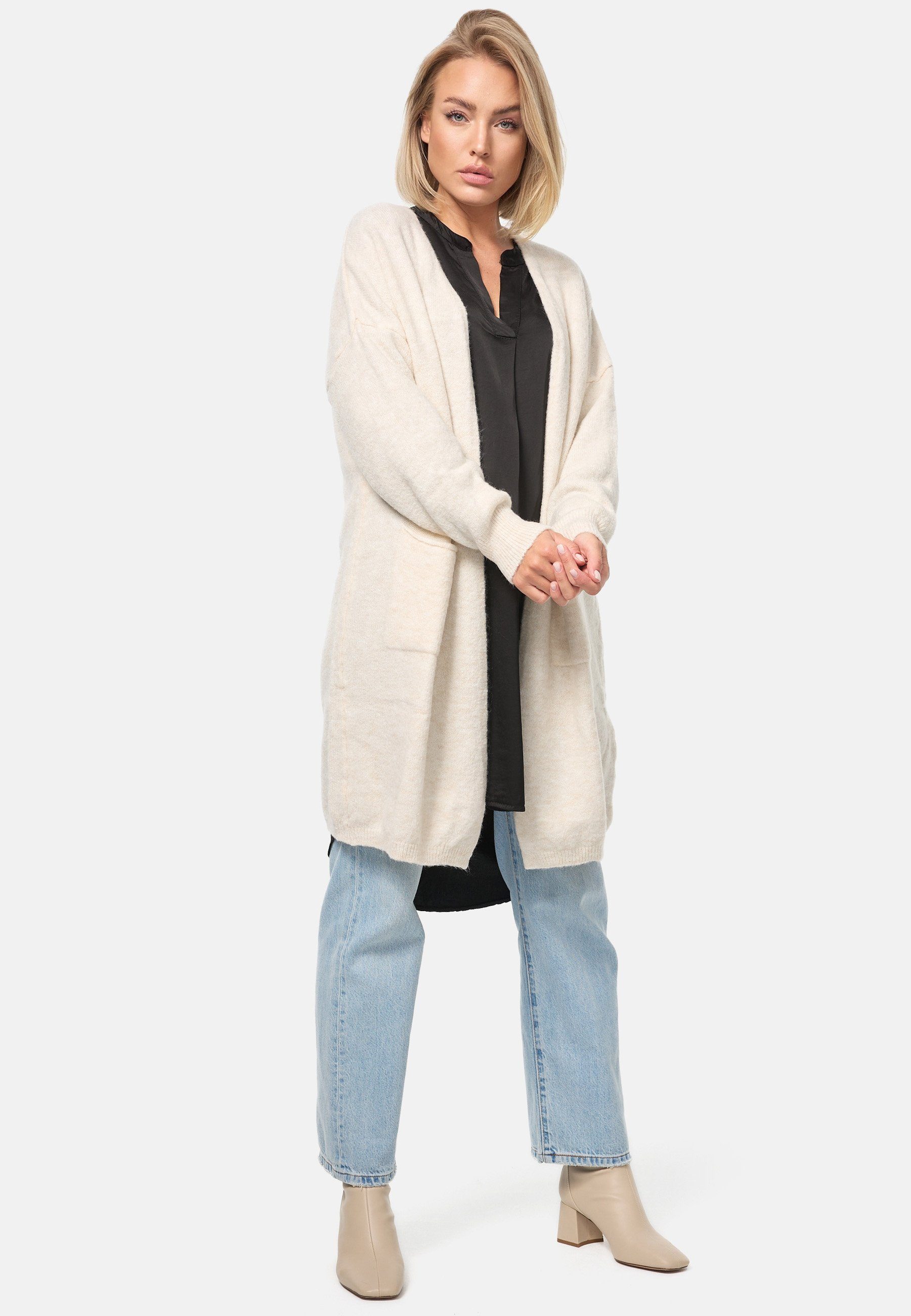 SELECTED Weiß Strickjacke in mit Einheitsgröße) Cardigan PM-03 PM (Elegante Taschen