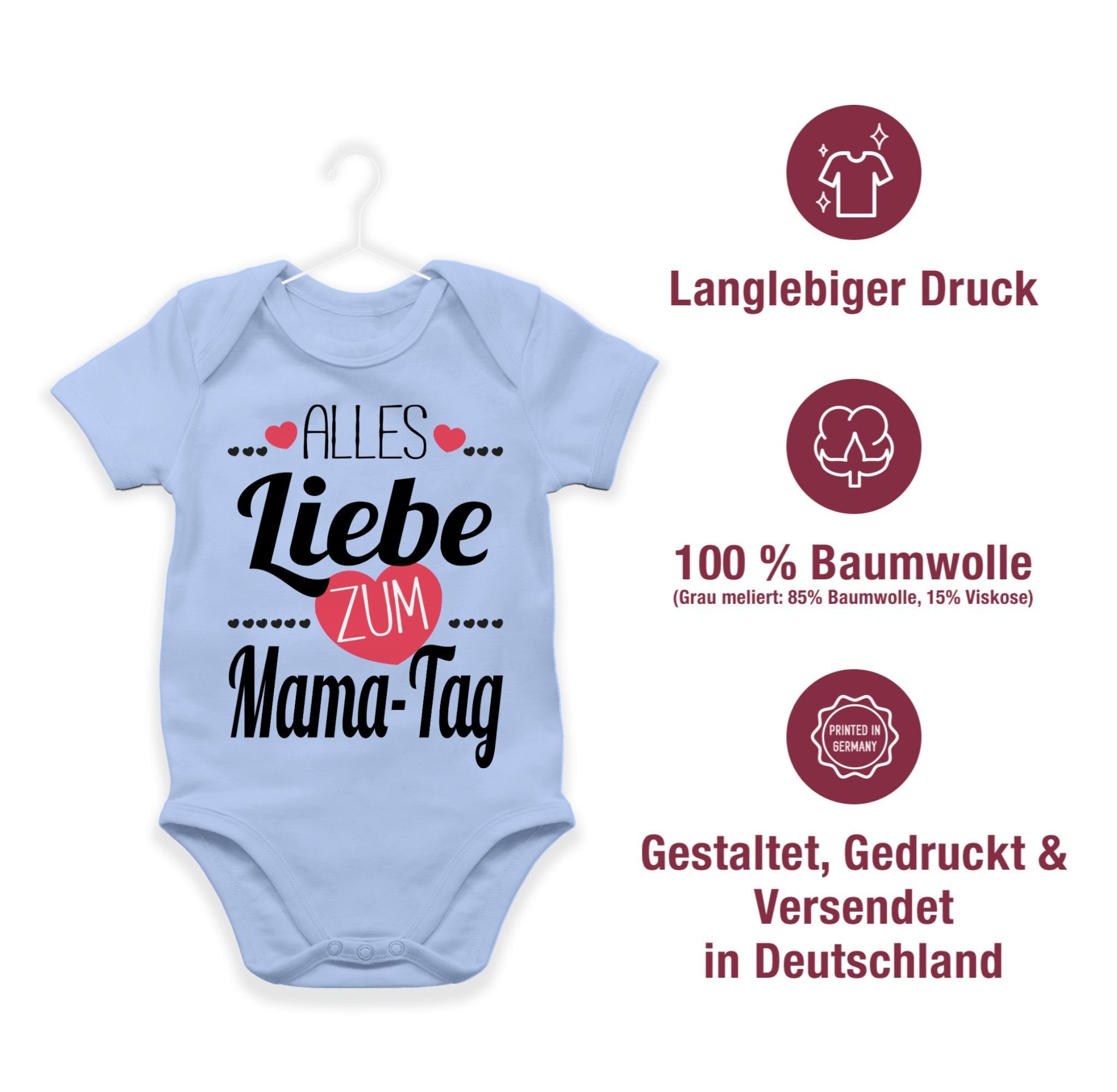 Shirtracer Alles Herzchen zum Mama-Tag 3 Muttertagsgeschenk (1-tlg) Liebe Shirtbody Babyblau