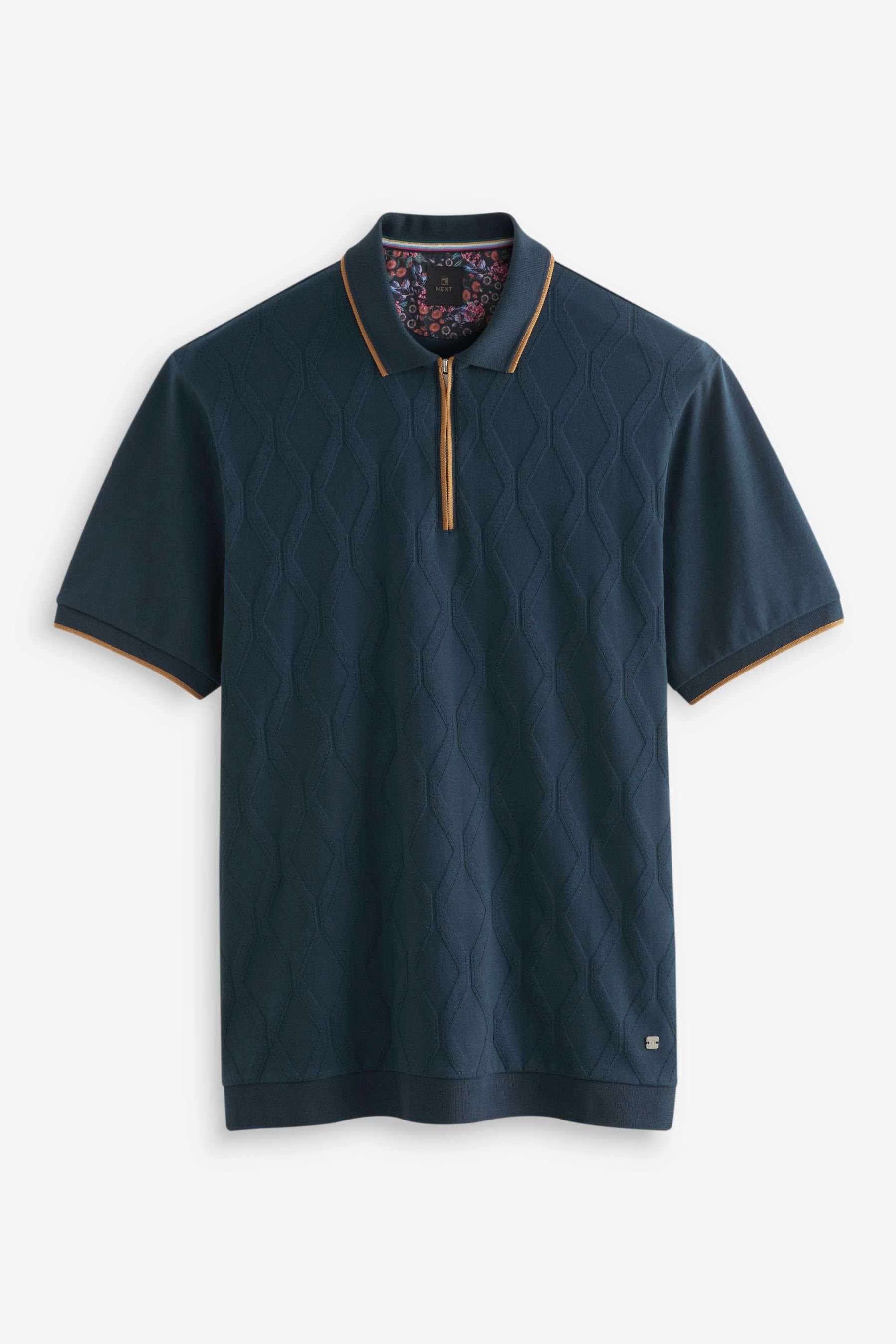Next Poloshirt Strukturiertes Polo-Shirt (1-tlg) Blue Navy