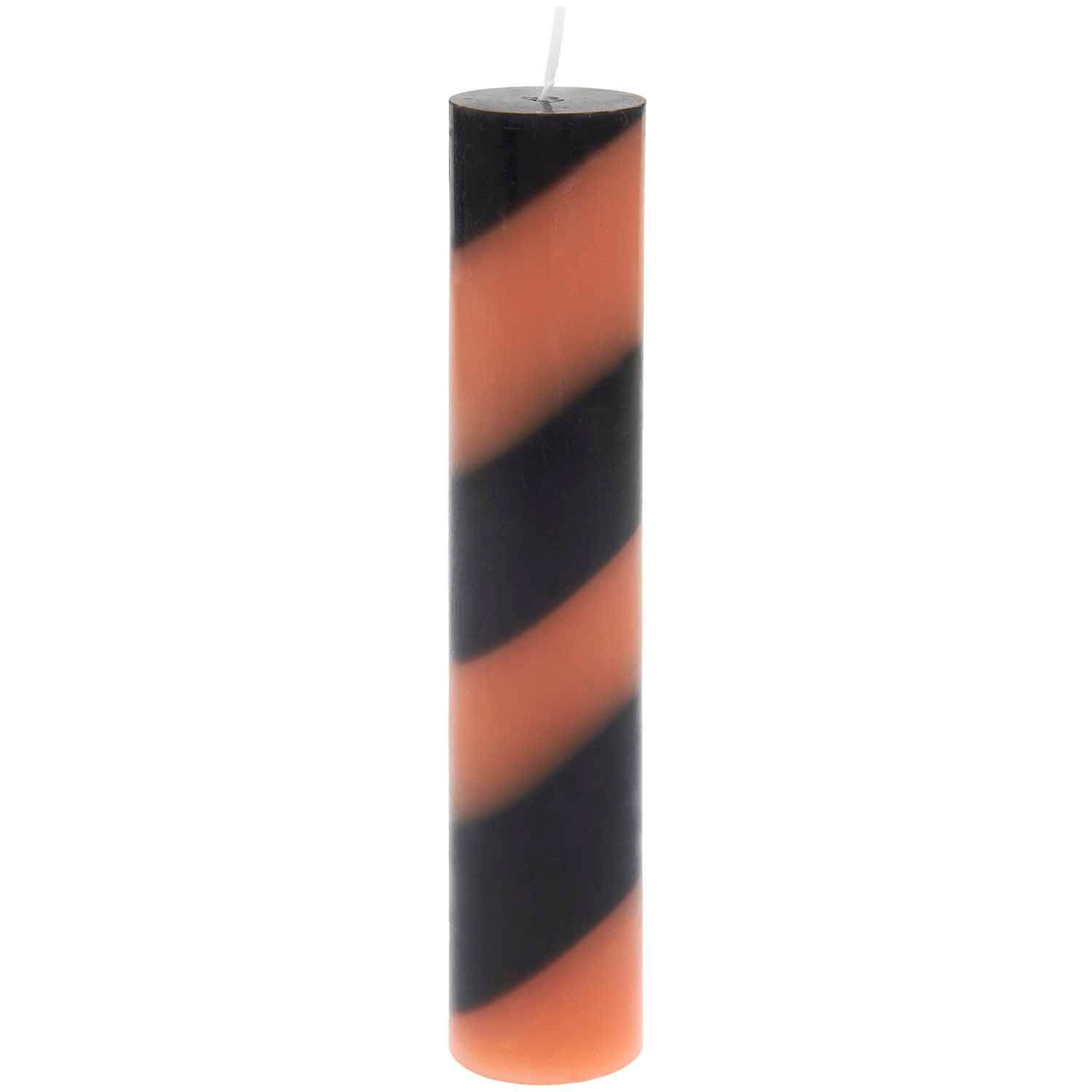 Tafelkerze Stabkerze diagonal gestreift - orange/schwarz
