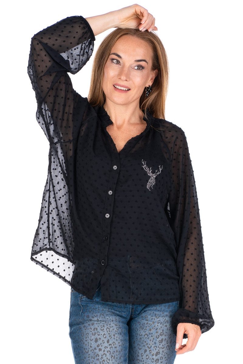 Hangowear Trachtenbluse Trachtenbluse - BERLINDE - schwarz