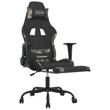 vidaXL Bürostuhl Gaming-Stuhl mit Fußstütze Drehbar Schwarz und Tarnfarben Stoff Gaming