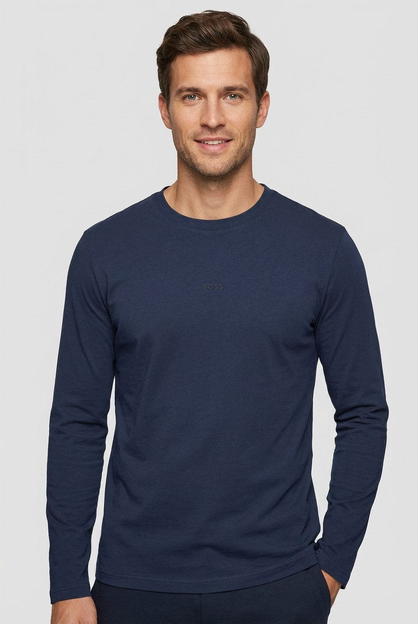 BOSS ORANGE Langarmshirt TChark Rundhalsausschnitt, Regular Fit, mit BOSS-Logo