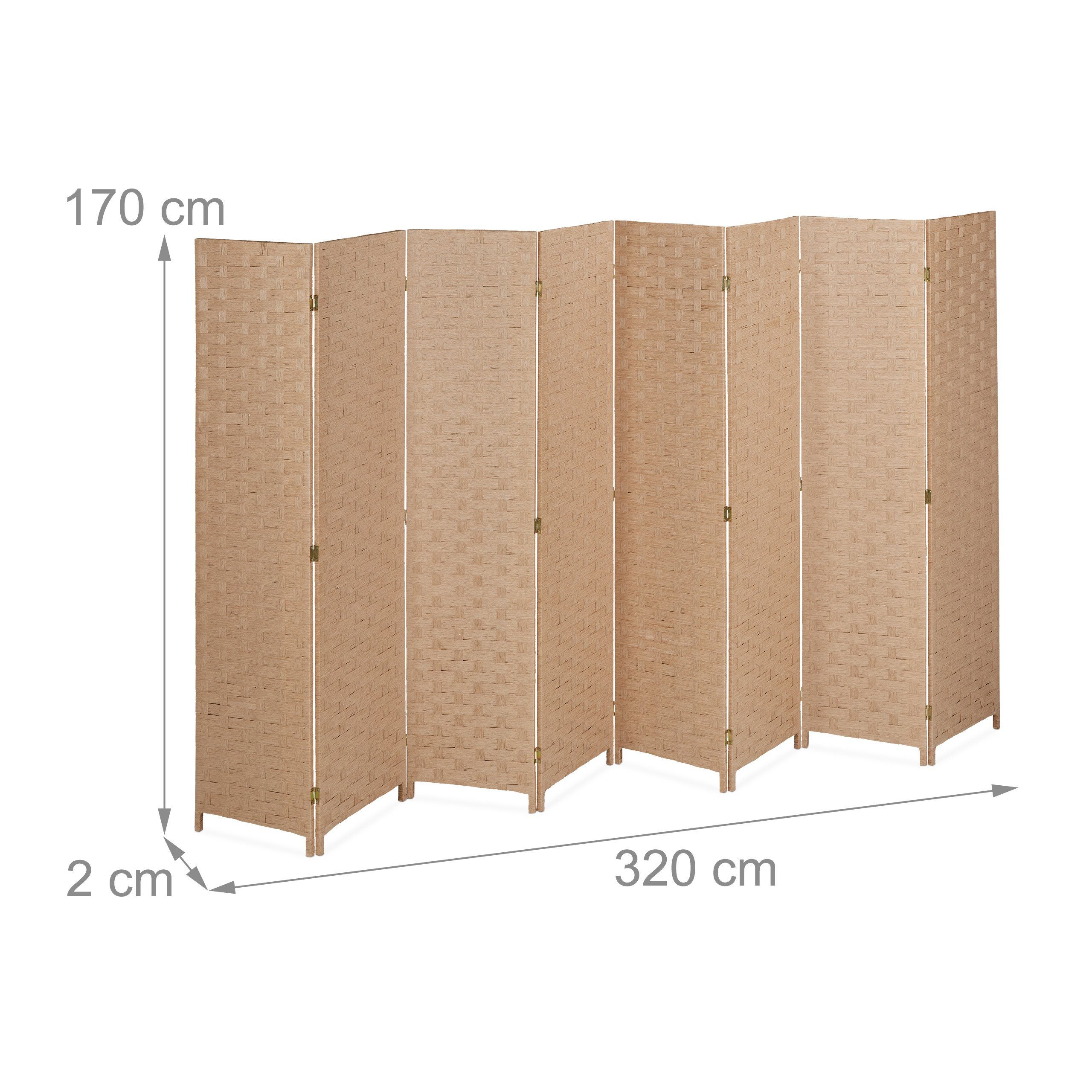 relaxdays Paravent 8 teilig in Natur