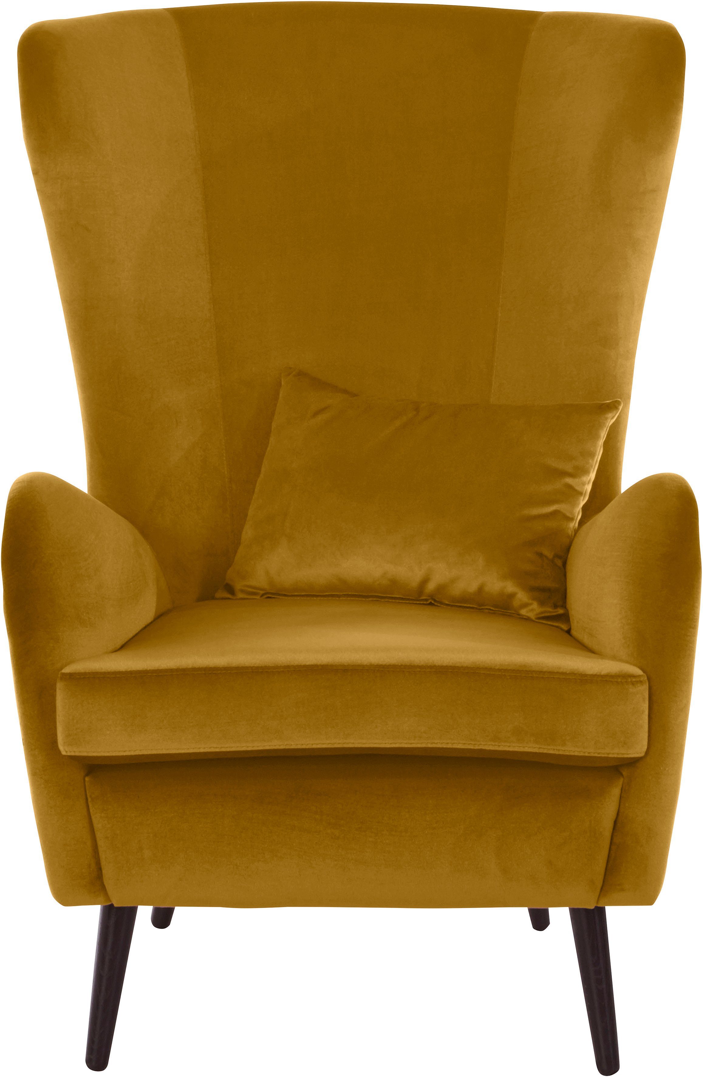 Guido Maria Kretschmer Home&Living Sessel Salla auch in Fellimitat und Feincord, viele Bezugsarten, Ohrensessel, wahlweise mit oder ohne Hocker; großer Sessel: Maße B/T/H: 78/94/118cm