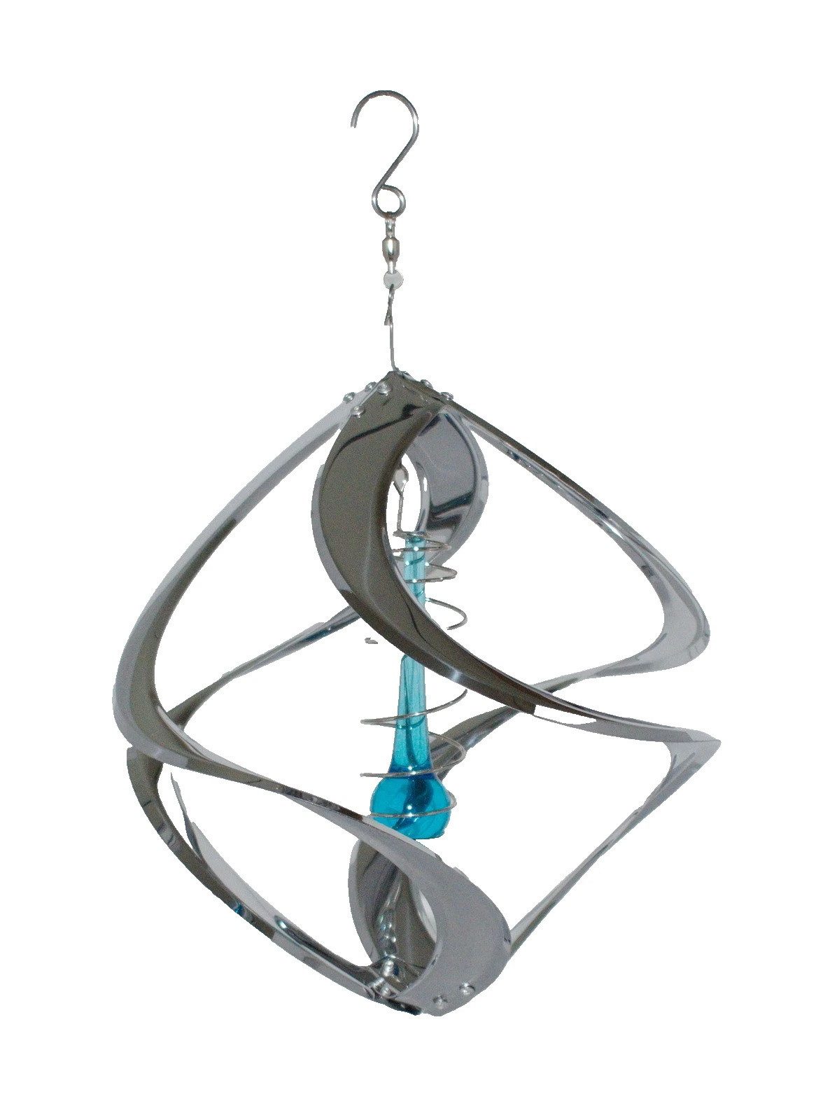 Kaufhaus le petit Windspiel Deko Windspiel Hurrikan mit Tropfen Edelstahl Rostfrei Windrad 30 cm, Wind Dancer Twister Handarbeit Wetterfest Frostfest UV-Beständig