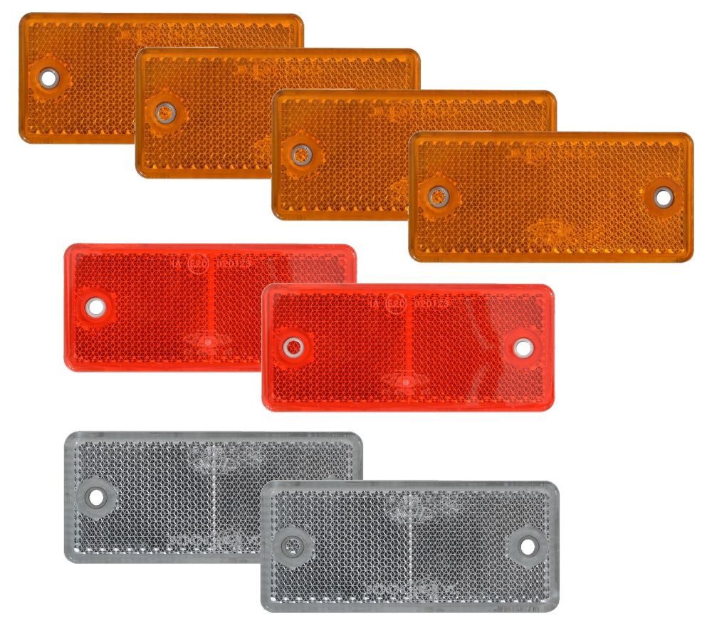 Aspöck Anhänger Rückstrahler - Reflektor - schrauben - SET - E-Prüfzeichen 8 Teile