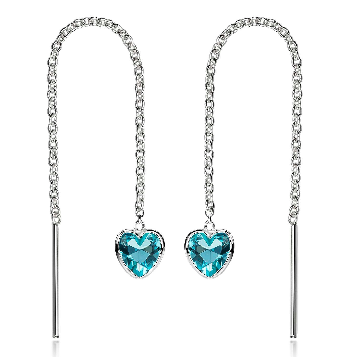 Materia Paar Ohrhänger Damen Silber Herz Zirkonia Hellblau filigran SO-480, günstig online kaufen