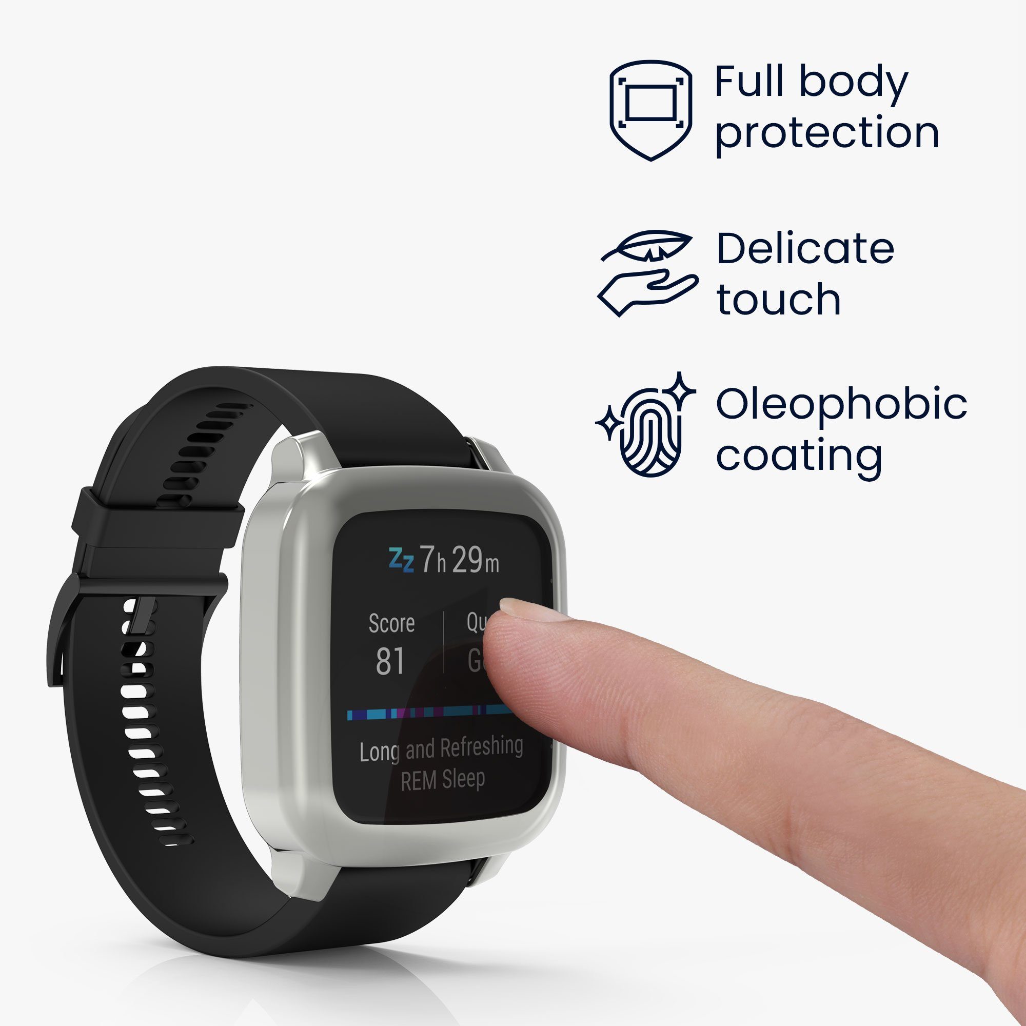 kwmobile Smartwatch-Hülle 2x Silikon Hülle für Garmin Venu Sq 2 Music / Sq 2, Schutzhülle Fullbody Display Cover Set aus Silikon