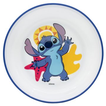 Disney Kindergeschirr-Set Disney Stitch Kinder Geschirr-Set 3 teilig (3-tlg), 1 Personen, Kunststoff, antirutsch Becher Teller Schüssel