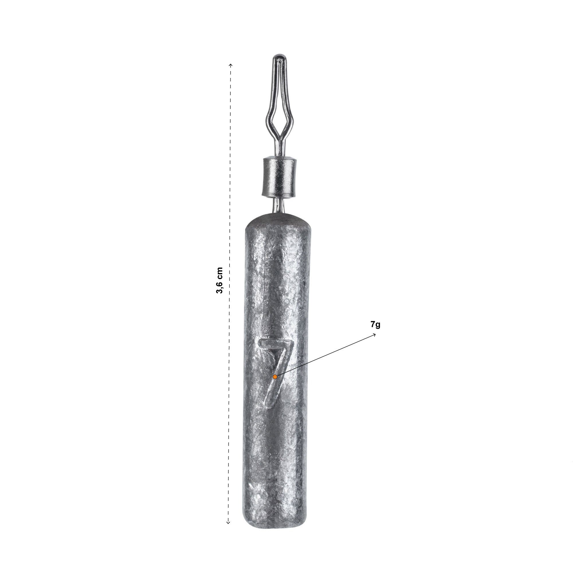 Zite Drop-Shot-Blei 5 Stück Stabblei 7g - Angelblei für Finesse Angeln - Grundblei