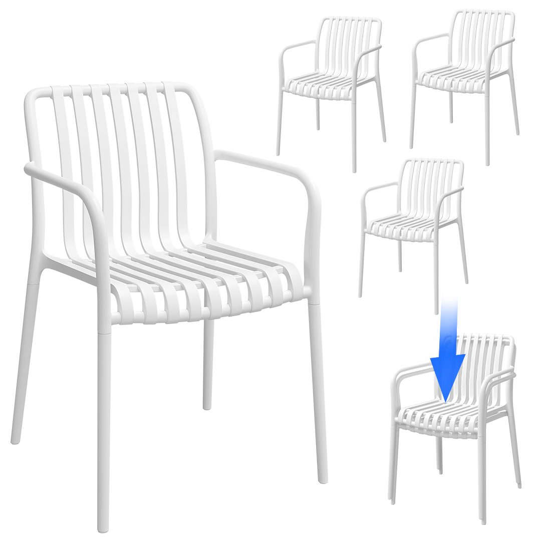 STEELSØN Gartenstuhl Pincoya, Balkonstuhl wetterfest und UV-beständig, bis 120 kg (weiß, 4er Set), stapelbarer Balkonstuhl Kunststoff, verfügbar als 2er/4er/6er Set