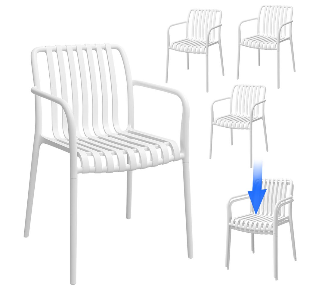 STEELSØN Gartenstuhl Pincoya, Balkonstuhl wetterfest und UV-beständig, bis 120 kg (weiß, 4er Set), stapelbarer Balkonstuhl Kunststoff, verfügbar als 2er/4er/6er Set
