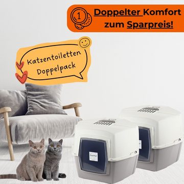 GarPet Katzenecktoilette 2x Große Eck Katzentoilette Katzenklo Ecke mit Deckel XXL Ecktoilette
