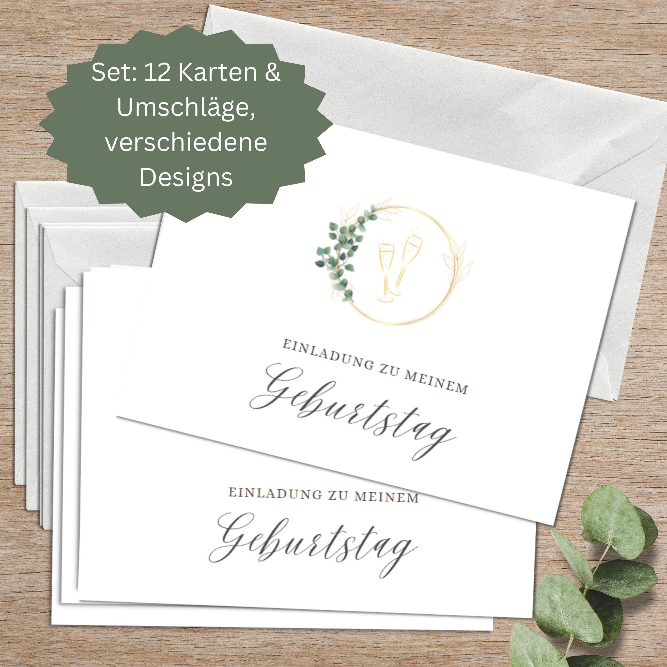 Briefzauber Einladungskarten 12x Geburtstag Einladungskarten mit 12x Umschlägen