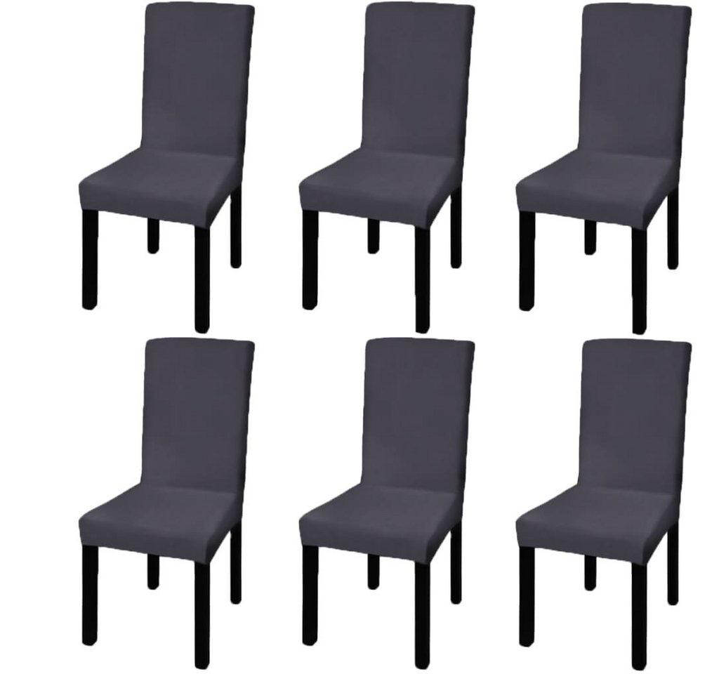 furnicato Stuhlhusse Stuhlhussen Anthrazit 6 Stück für Stühle bis 55 cm Höhe, Dehnbare Stuhlbezüge aus Polyester, waschbar für Hotel und Gastronomie