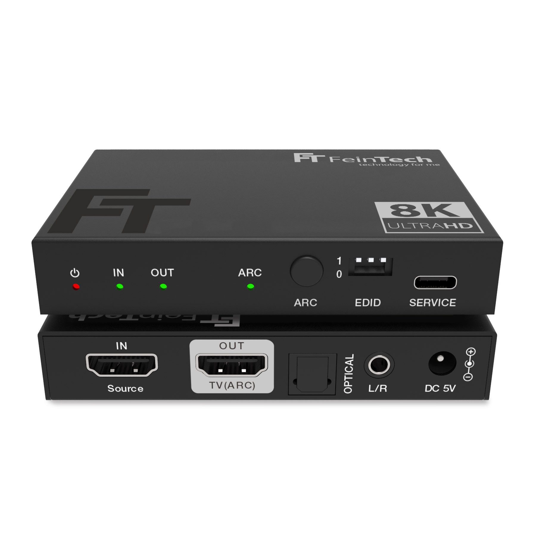 FeinTech AX210 HDMI 2.1 Audio Extractor SPDIF Toslink Cinch ARC HDMI-Adapter zu HDMI, 3,5-mm-Klinke, Toslink, HDMI 2.1 4K 120Hz & 8K 60Hz ARC