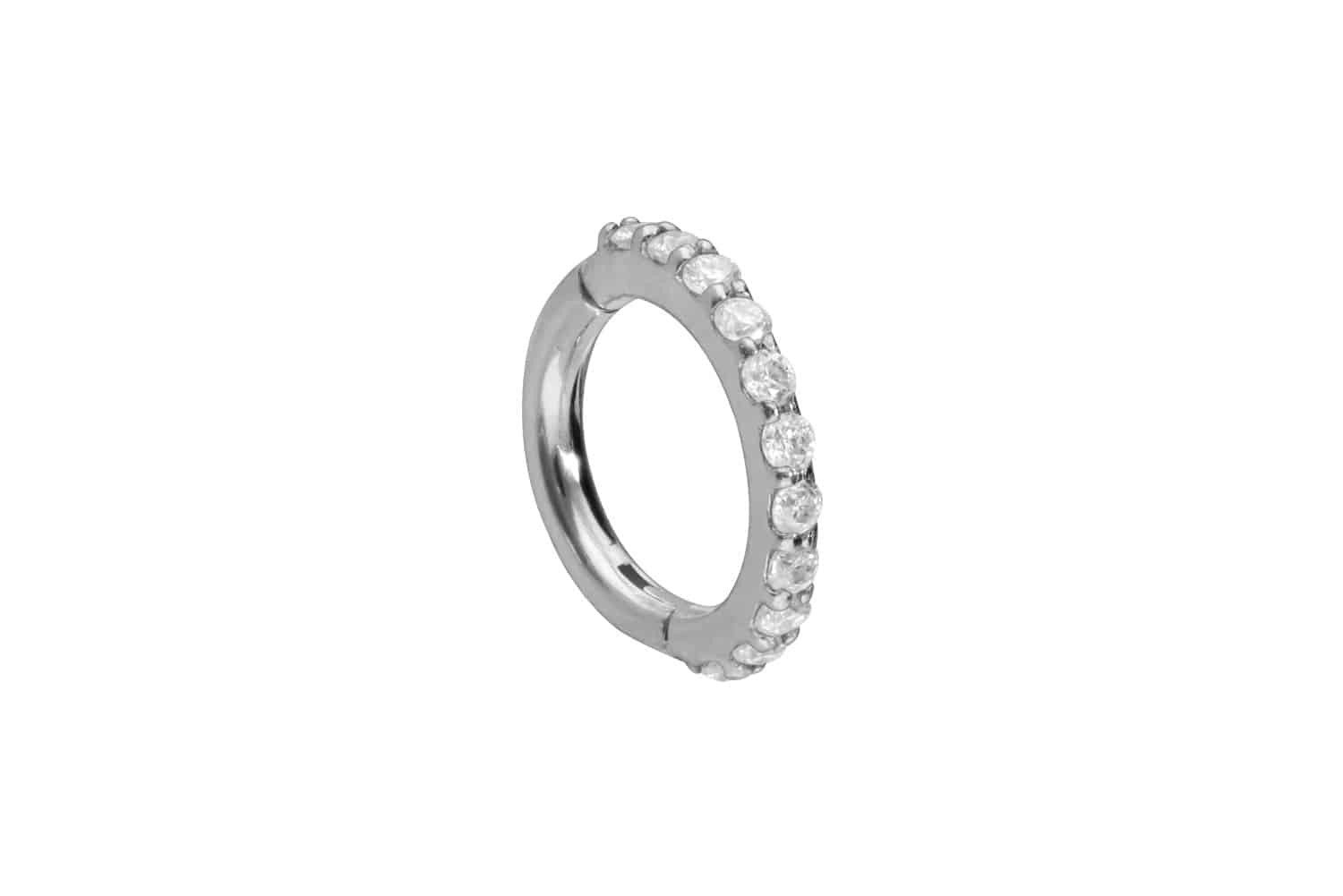 Nasenpiercing 14/18 Karat Gold Segmentring Clicker EINGEFASSTE MOISSANITE