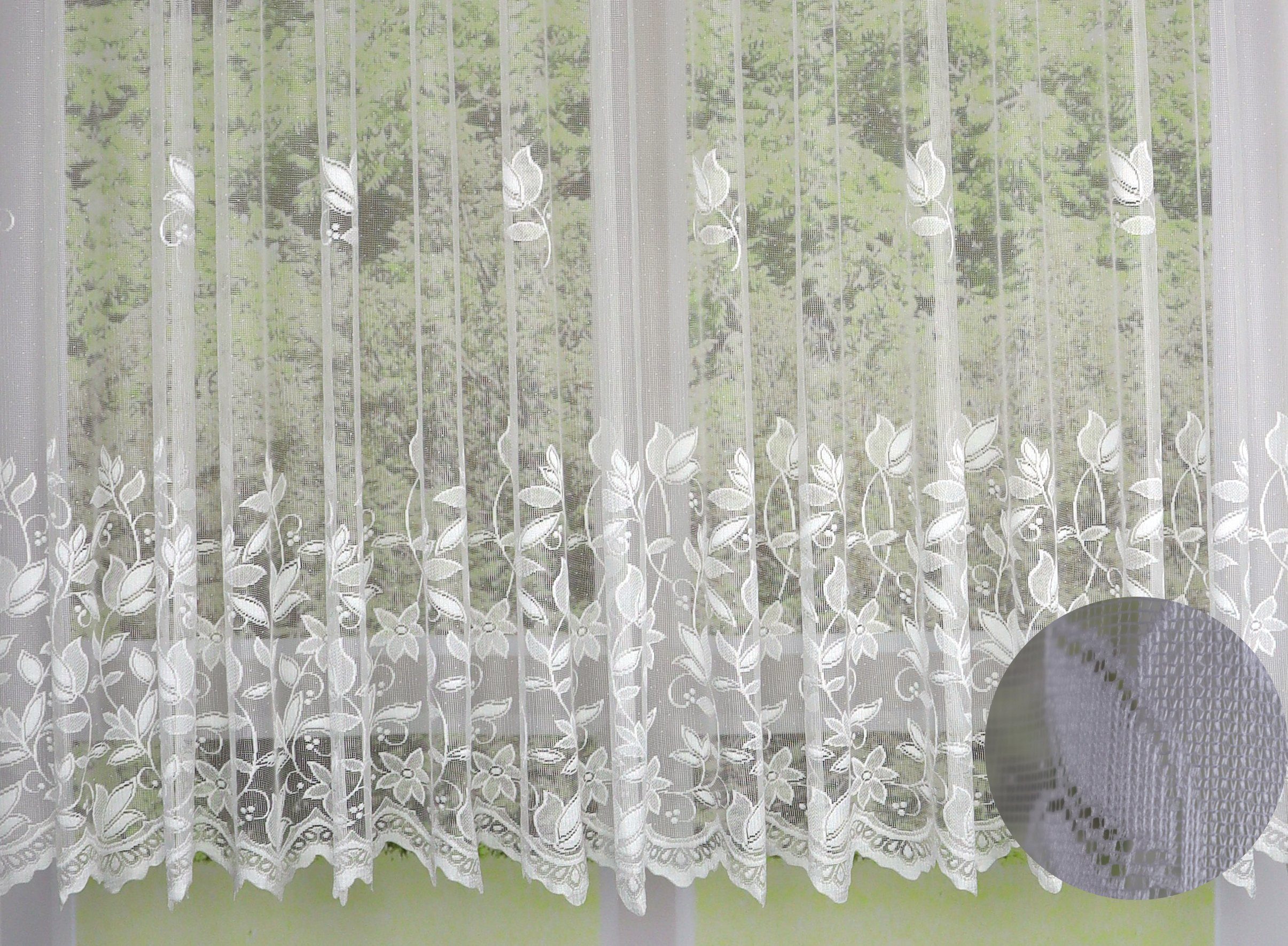 Clever-Kauf-24 Gardine Fertiggardine m. Universalband weiß Edel Jacquard, t günstig online kaufen