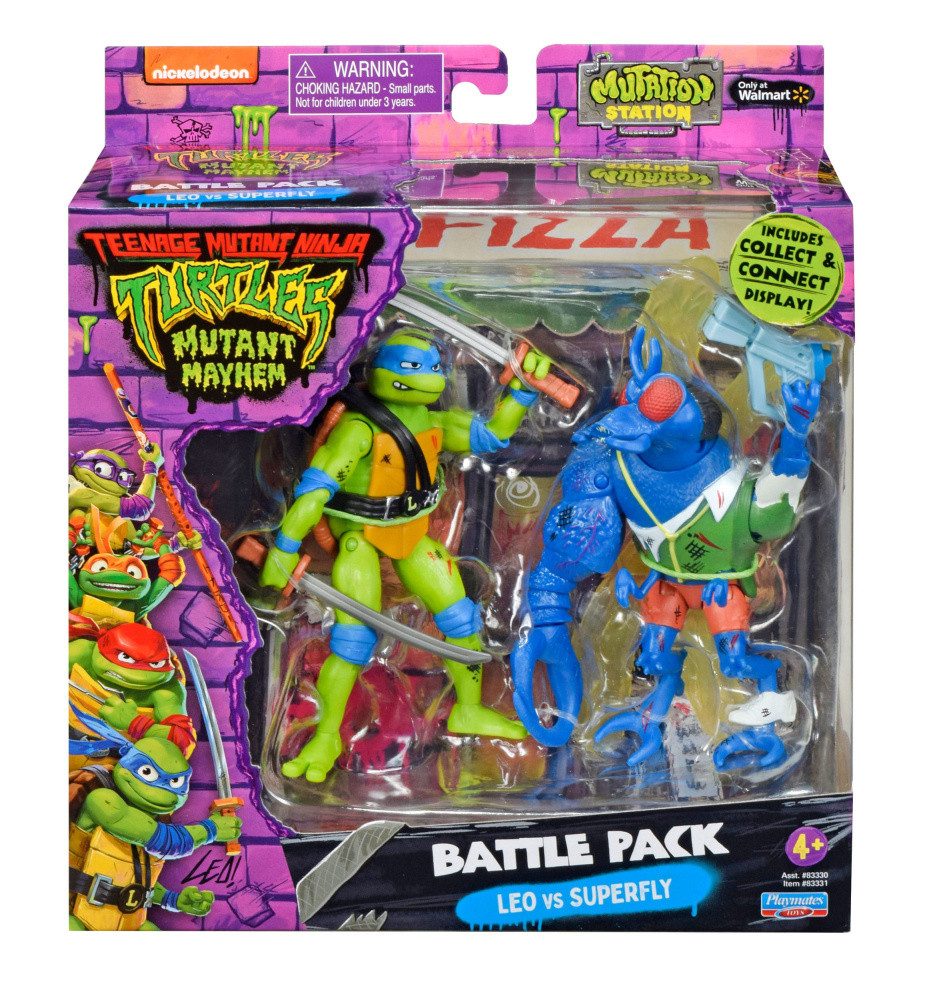 Playmates Toys Actionfigur Teenage Mutant Ninja Turtles Actionfiguren Leonardo vs. Super Fly 11 c