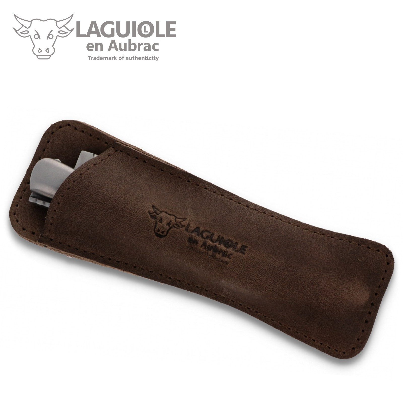 Laguiole en Aubrac Messertasche PC12 TAN, Etui für Laguiole Messer mit 11/12 cm Grifflänge - Leder vintage braun