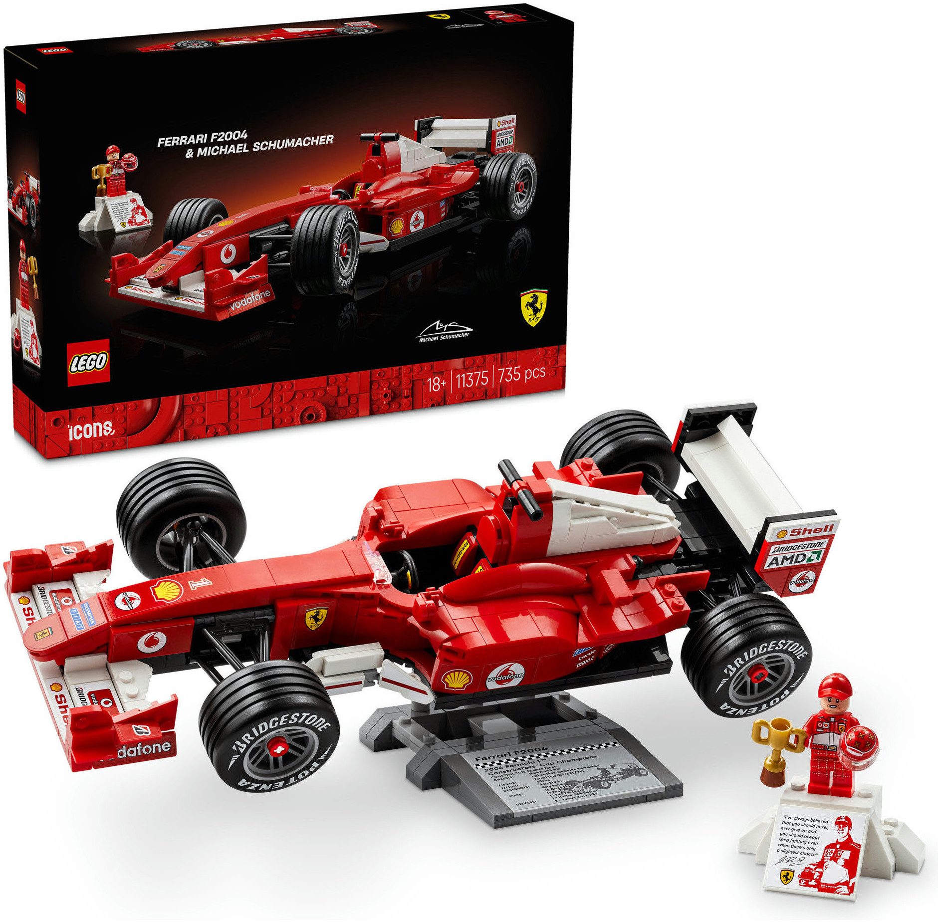Ferrari F2004 und Michael Schumacher (11375), LEGO Icons Konstruktionsspielsteine