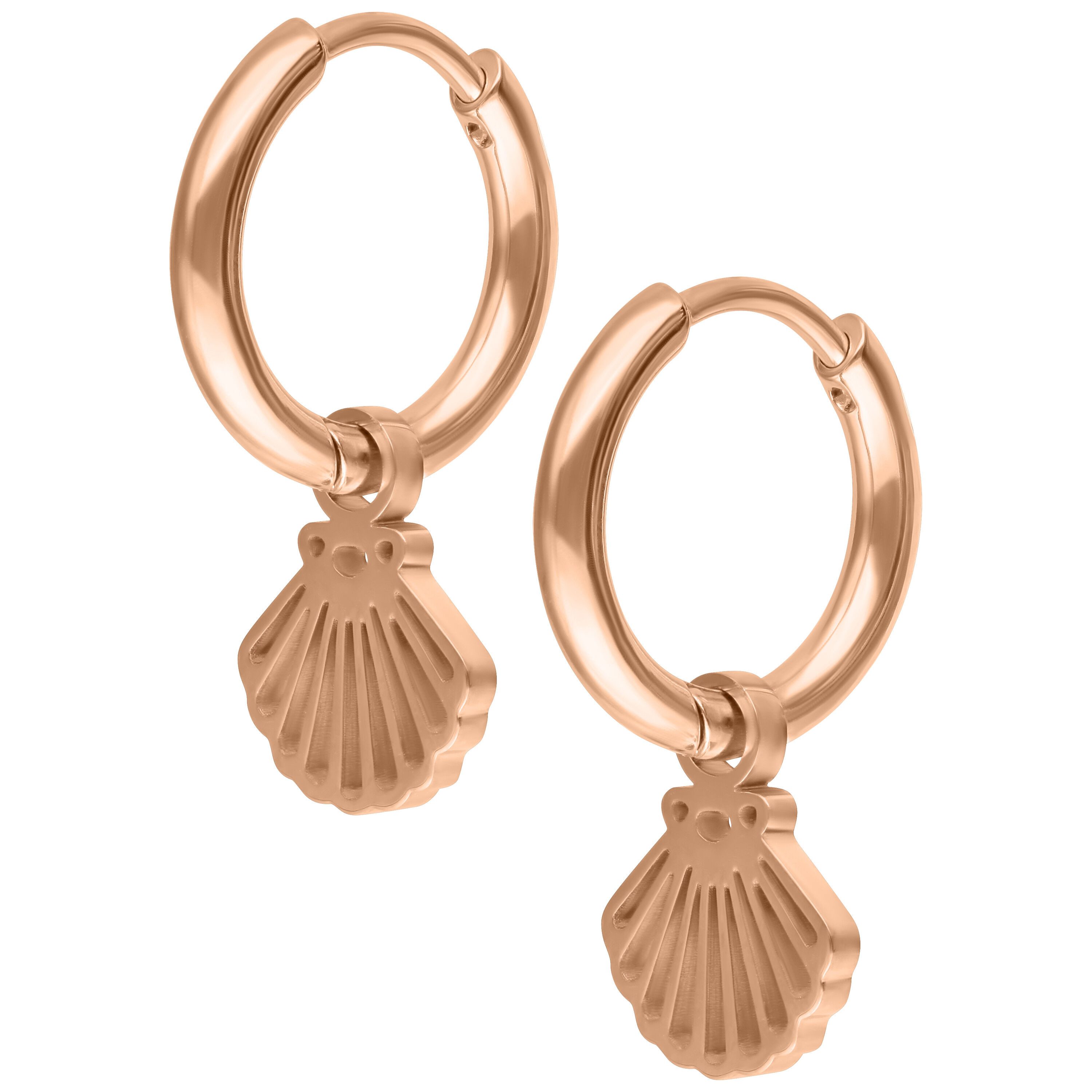 Paar Ohrhänger Mini Shell Hoops Pair - Roségold