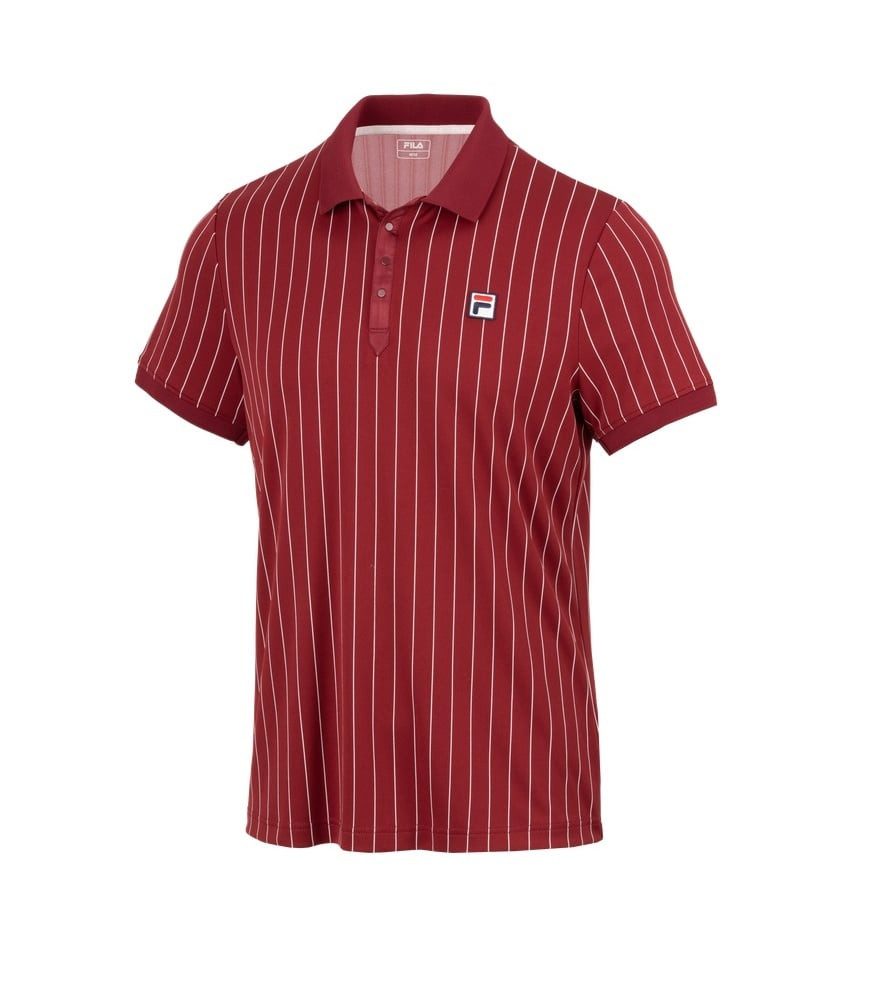 Fila Poloshirt Stripes Björn Retro-Look (100% Polyester) rot Herren
