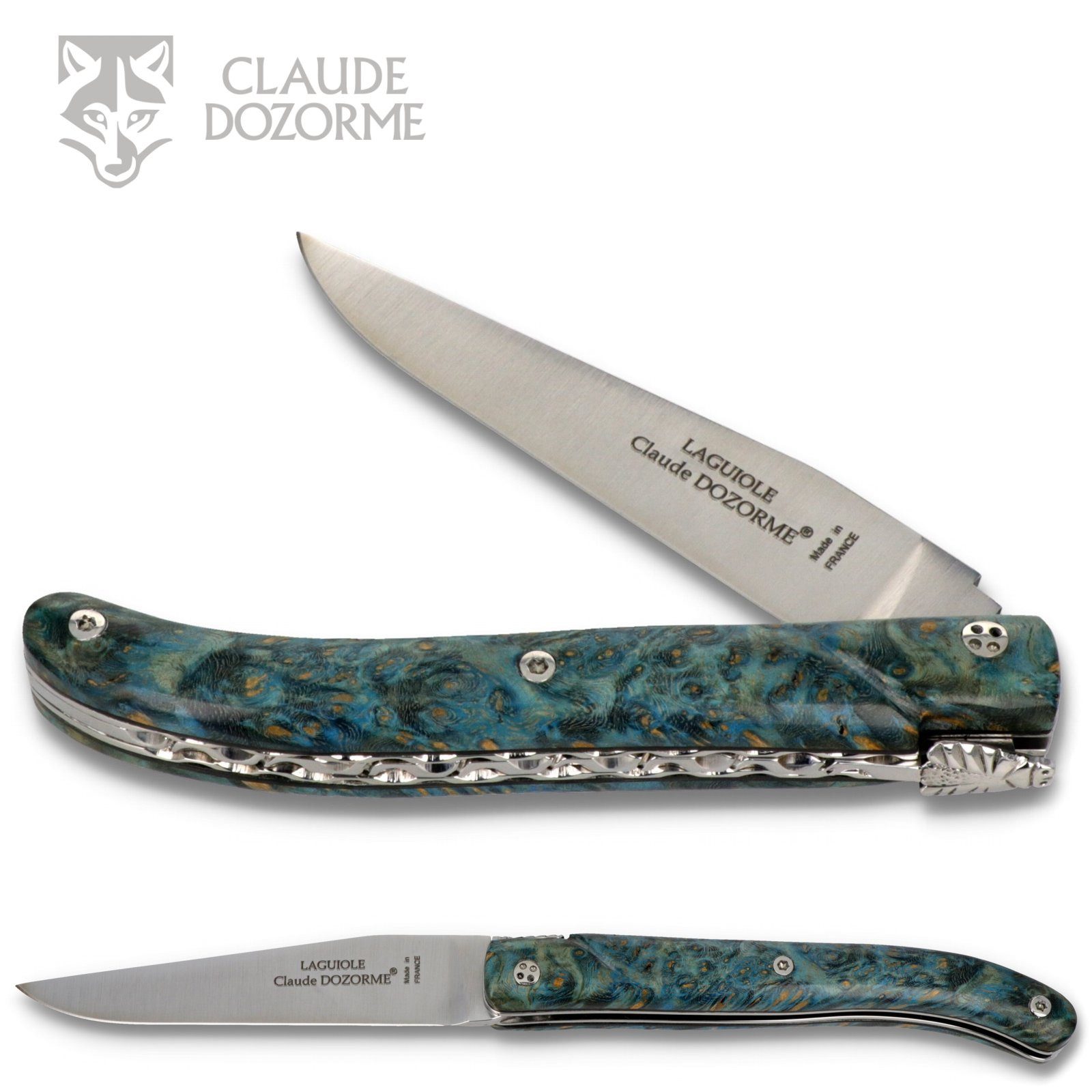 Claude Dozorme Taschenmesser 1.60.140.XXD-120067, Laguiole UNIKAT - Griff 12cm Ahorn Maserholz - Platine verziert