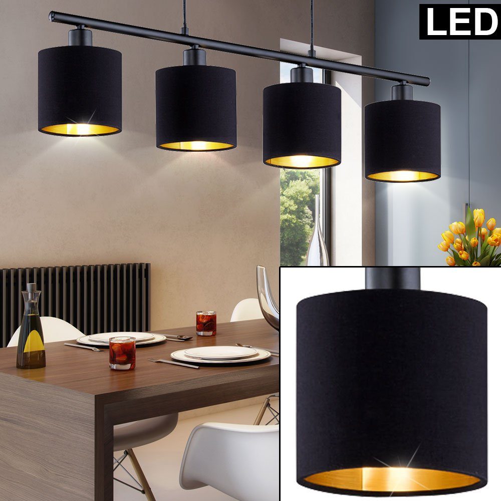 etc-shop Hängeleuchte, Hänge Lampe Ess Zimmer Küche Textil Pendel Decken  Leuchte schwarz gold im Set inkl. LED Leuchtmittel online kaufen | OTTO