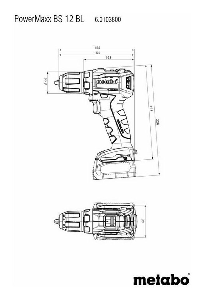 Akku-Bohrmaschine BL, mit 12 Koffereinlage MetaLoc BS Akku-Bohrschrauber V, Akku PowerMaxx 12 Ohne metabo