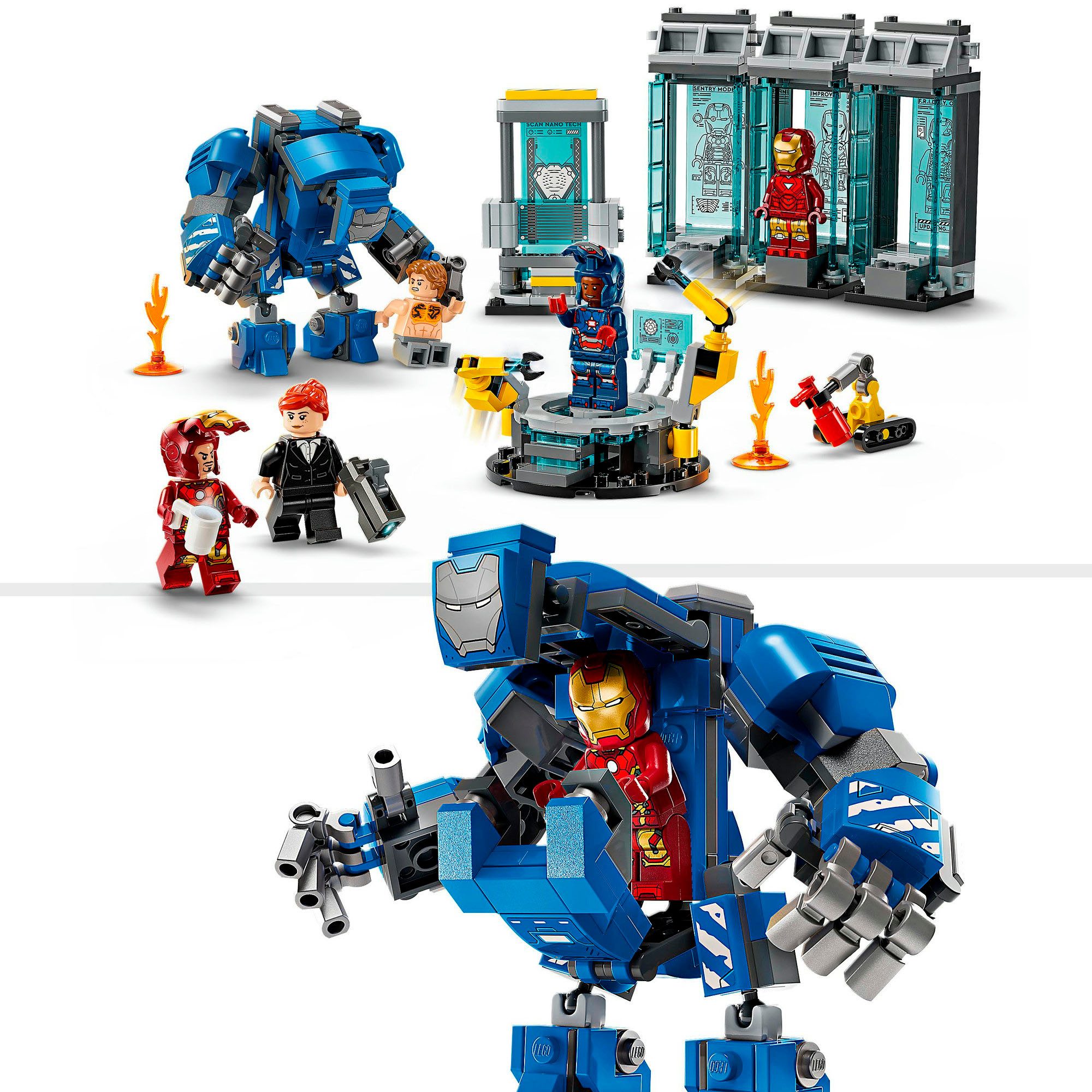LEGO® Iron Mans Labor: Halle der Rüstungen (76315), LEGO Super Heroes Konstruktionsspielsteine, (384 St), Made in Europe – Bild 4 von 5