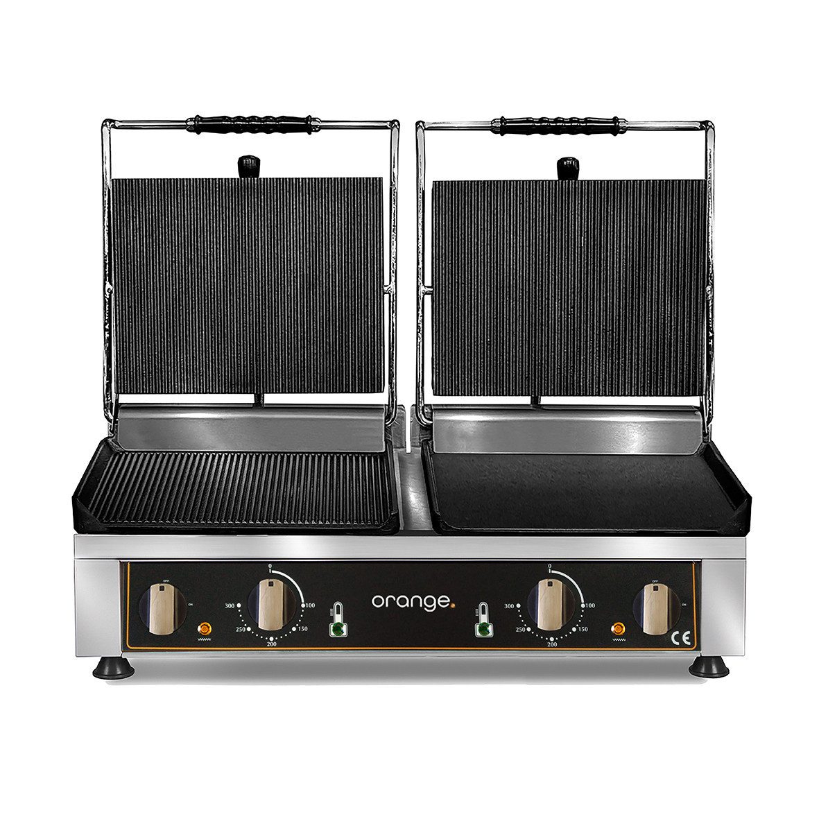Orange Kontaktgrill Doppel-Kontaktgrill obenGerillt untenGlatt/Gerillt, 2 W