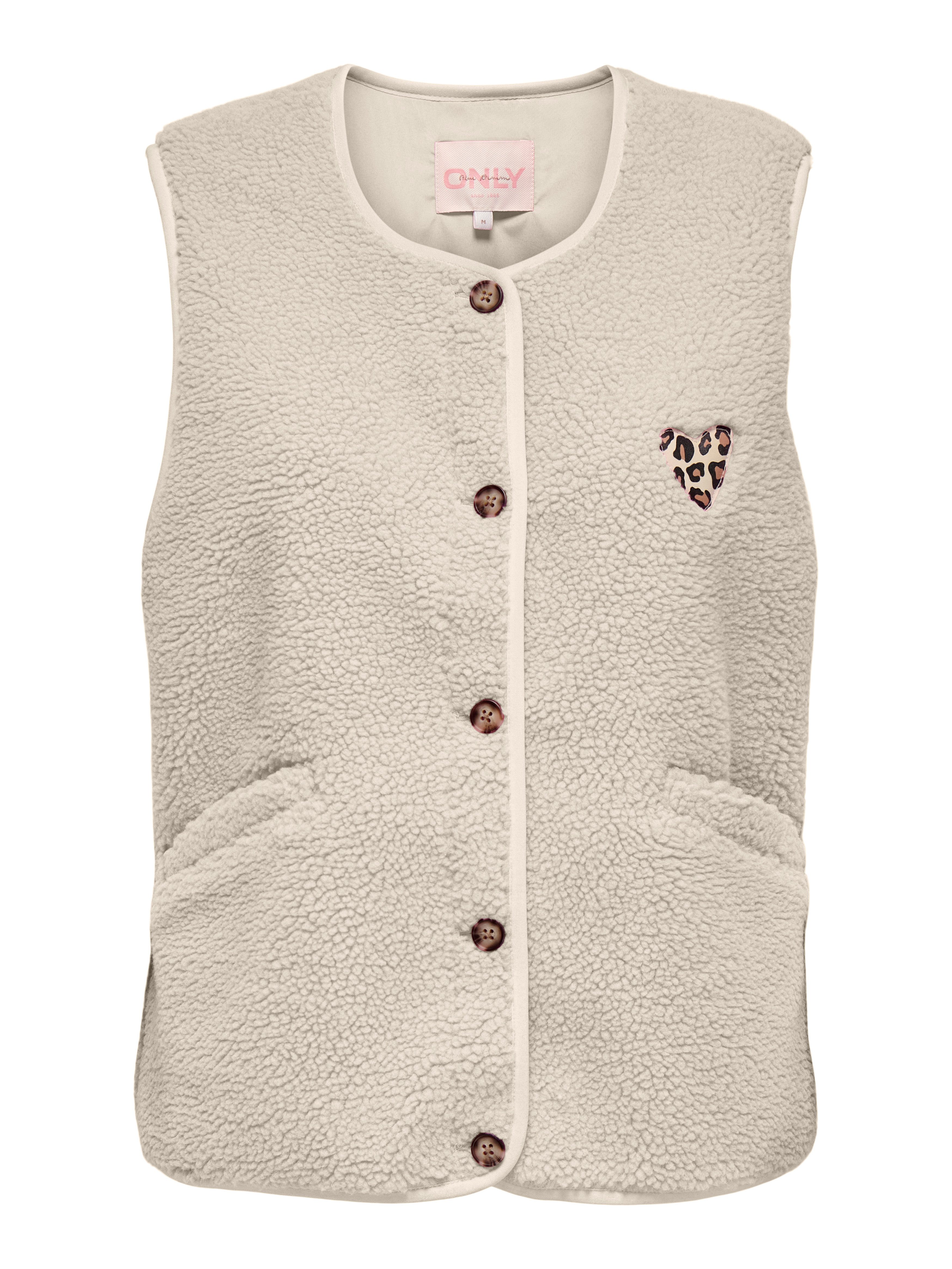 ONLY Plüschweste ONLBABY LIFE TEDDY VEST PNT CS Kunstfaser, Rundhals