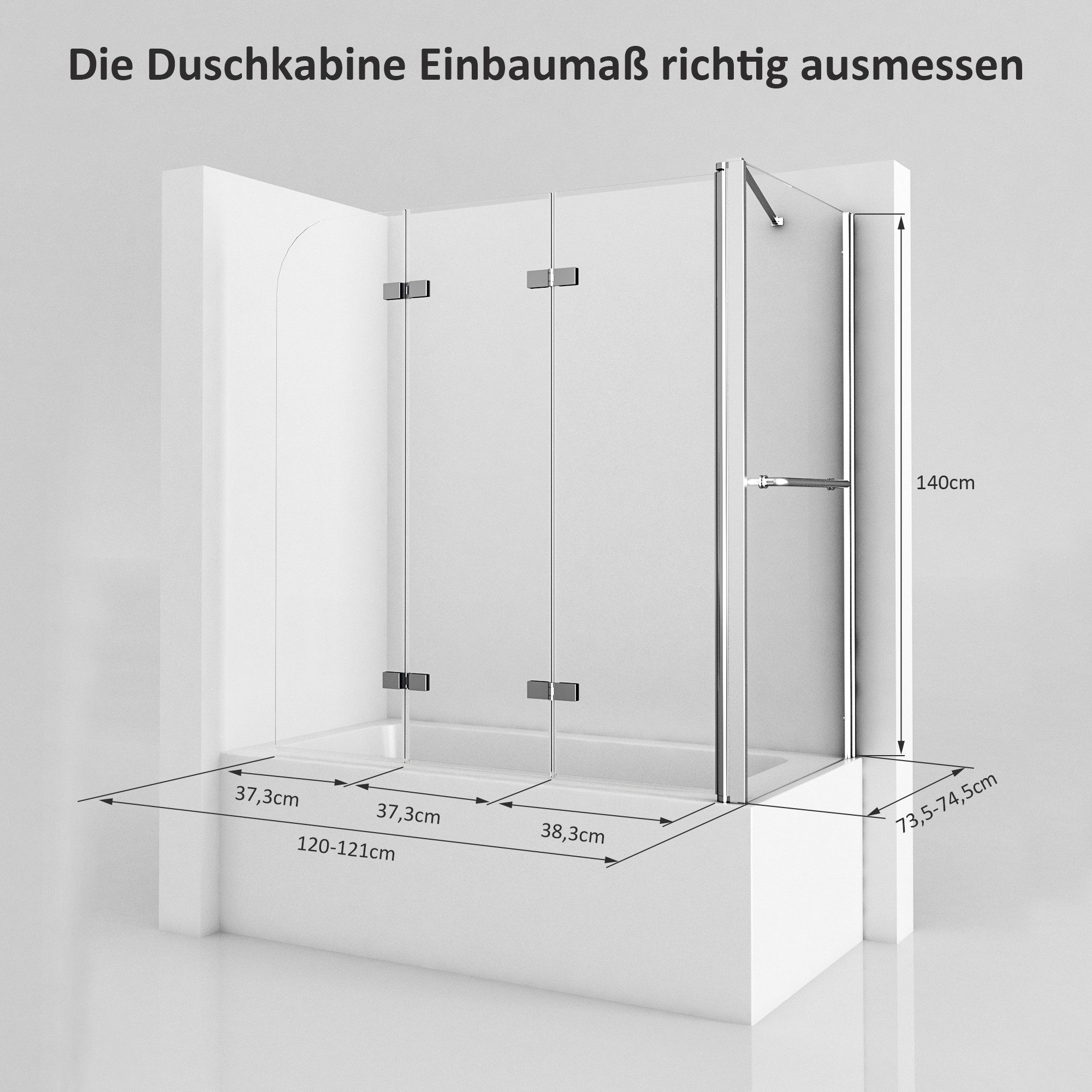 Boromal Duschwand für Badewanne Badewannenaufsatz Badewannenfaltwand günstig online kaufen