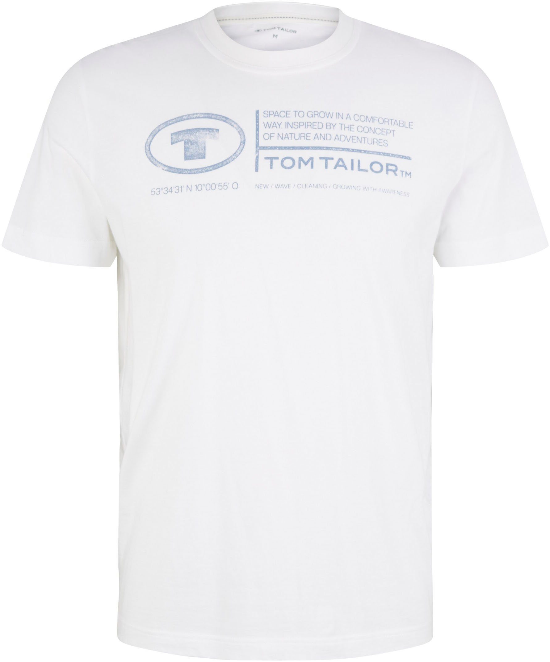 Tom T-Shirt Tailor Frontprint Herren TAILOR Print-Shirt weiß TOM