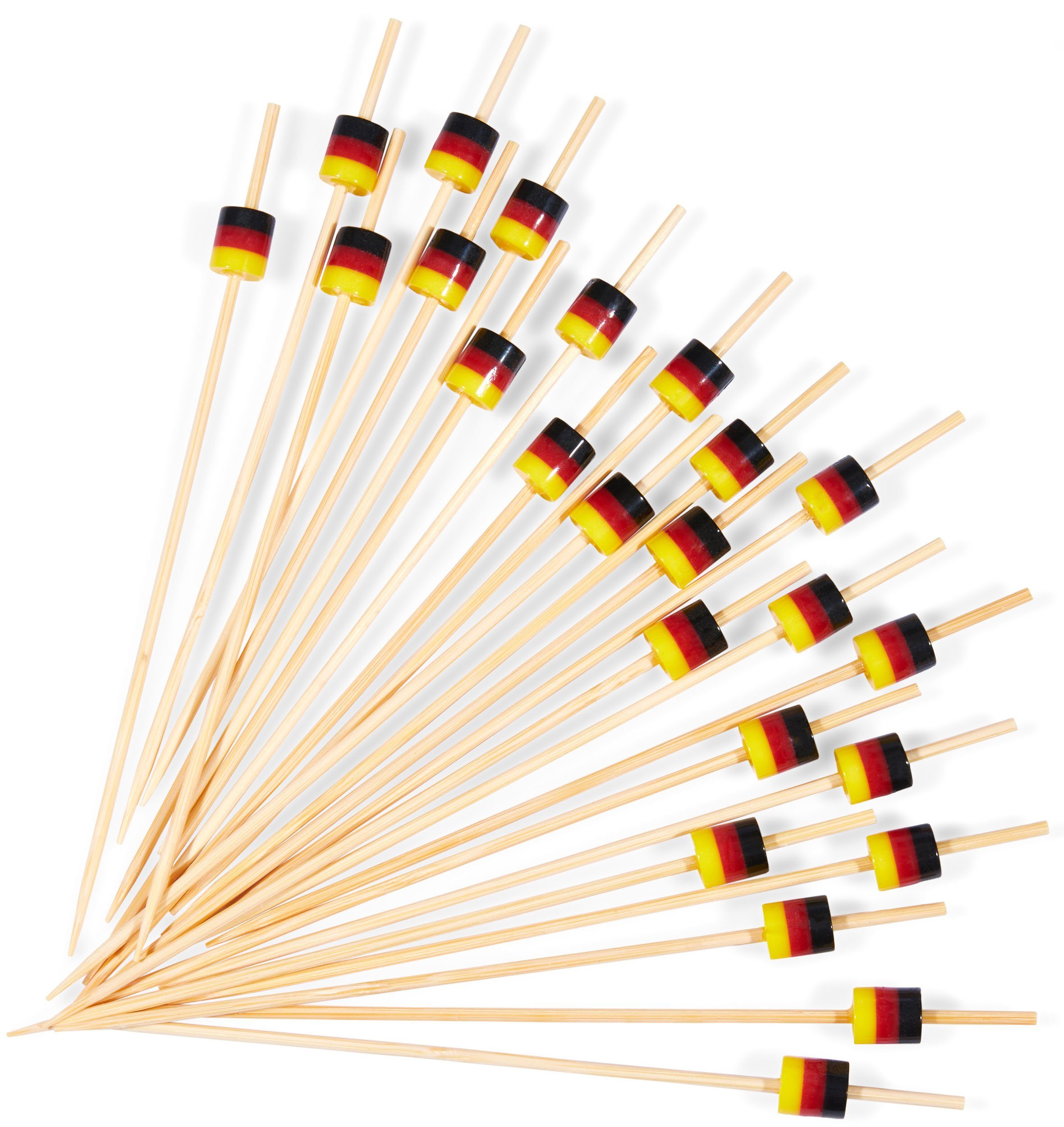 BRUBAKER Partyspieße Cocktailspieße Deutschland - 12 cm Party-Picker Holzspieße (für Fingerfood, Snacks, Obst, Kuchen und Cocktails, 50-St), Holz Spieße Partydeko für Weltmeisterschaft
