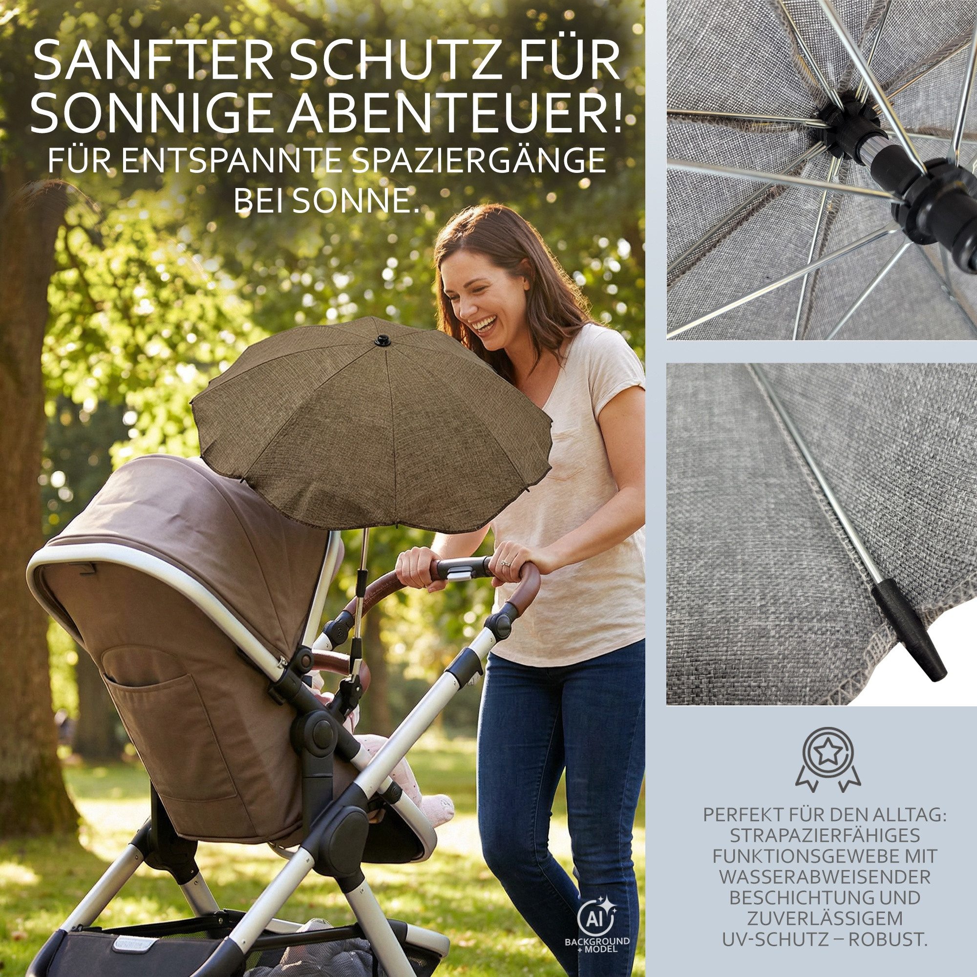 BambiniWelt by Rafael K. Kinderwagen-Sonnenschutzhülle Sonnenschirm Sonnenschutz für Kinderwagen Buggy Jogger universal UV50+, UV 50+ Schutz