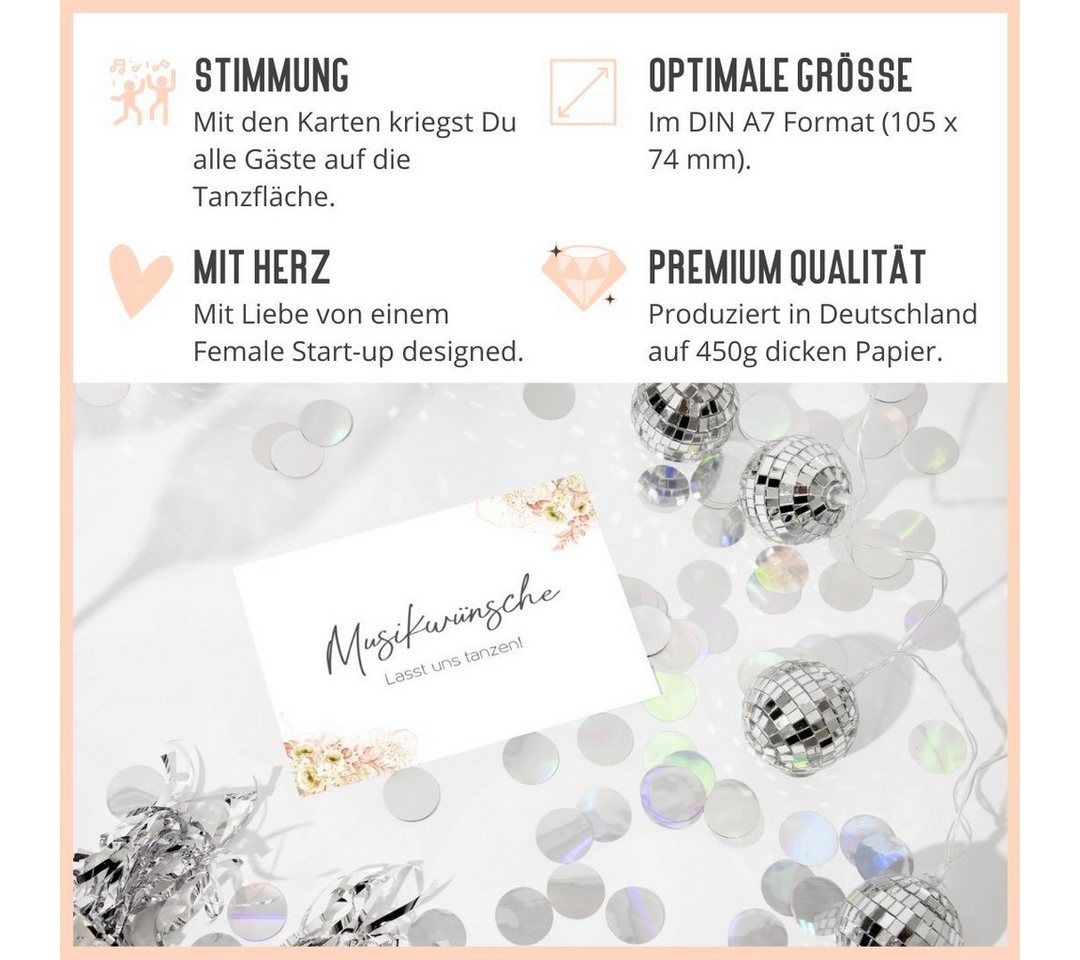 Thumbnail - Things of Happiness Grußkarten 25 Musikwunschkarten Hochzeit Party Feier Geburtstag Fest, Musikkarten, Musikwünsche, Par...