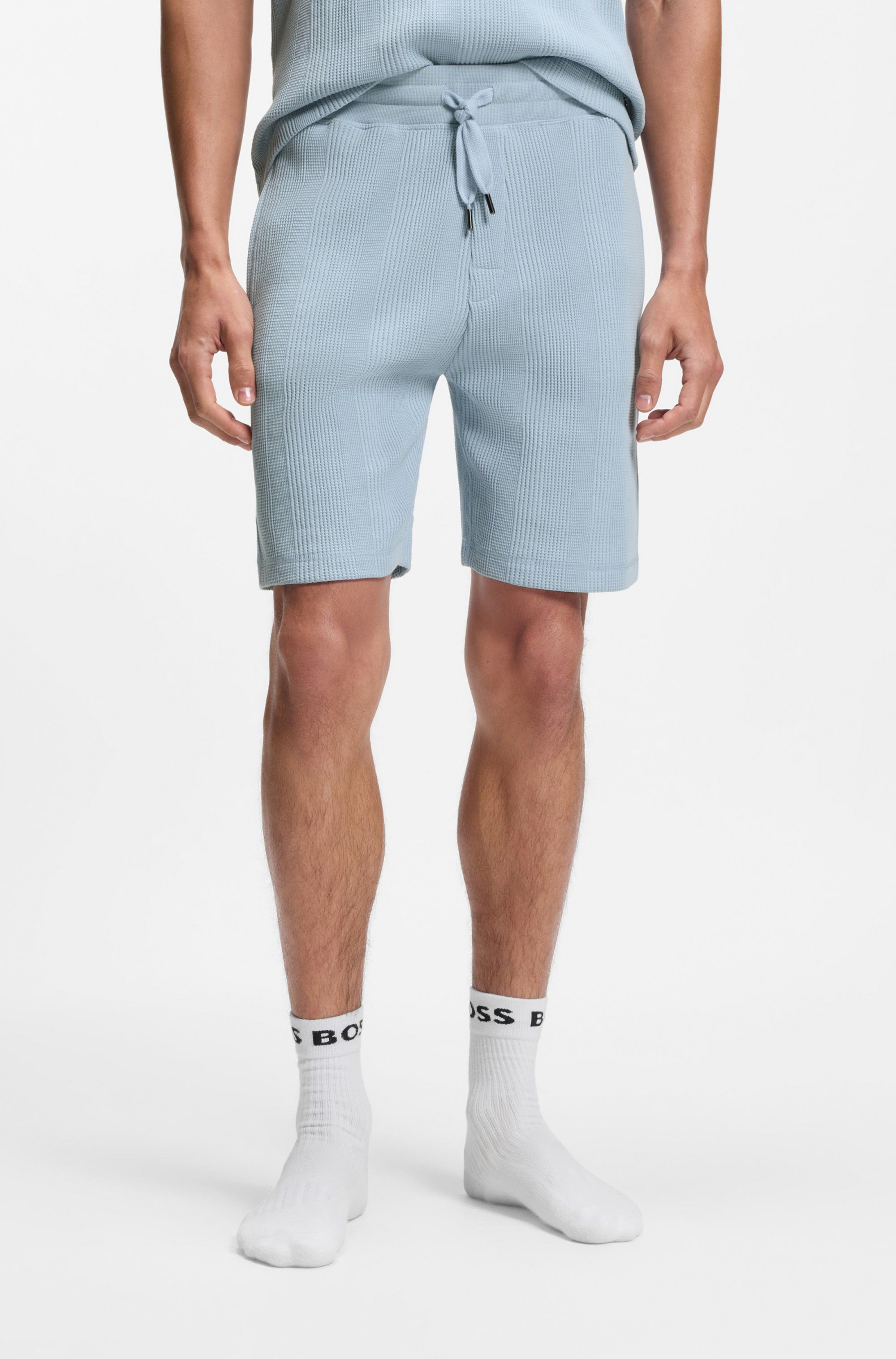 BOSS Sweatshorts Sweatshorts Structure Sho kurze Hose mit Strickeinsätzen